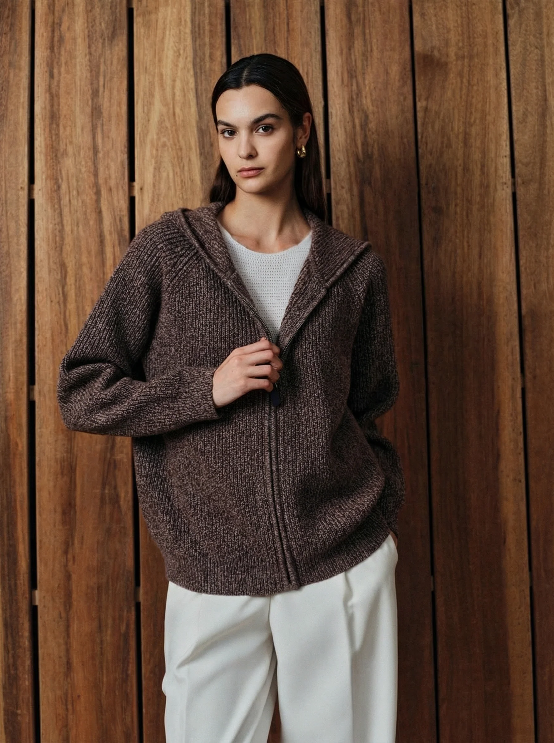 Merino Rib Zip Hooded Cardigan - Image 4