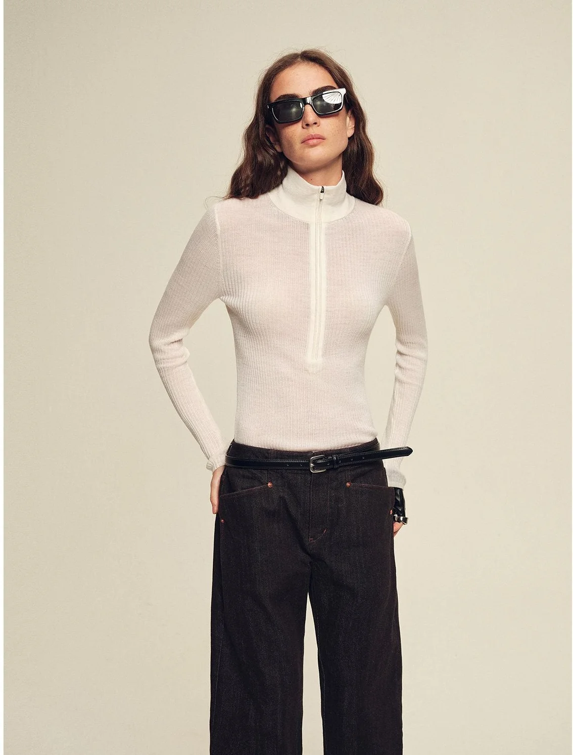 Merino Ribbed Half-Zip Top - Image 6