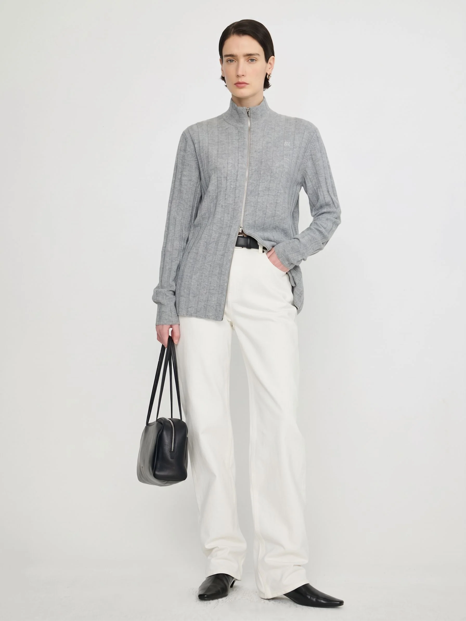 Merino Ribbed Zip-Up Cardigan - Image 3