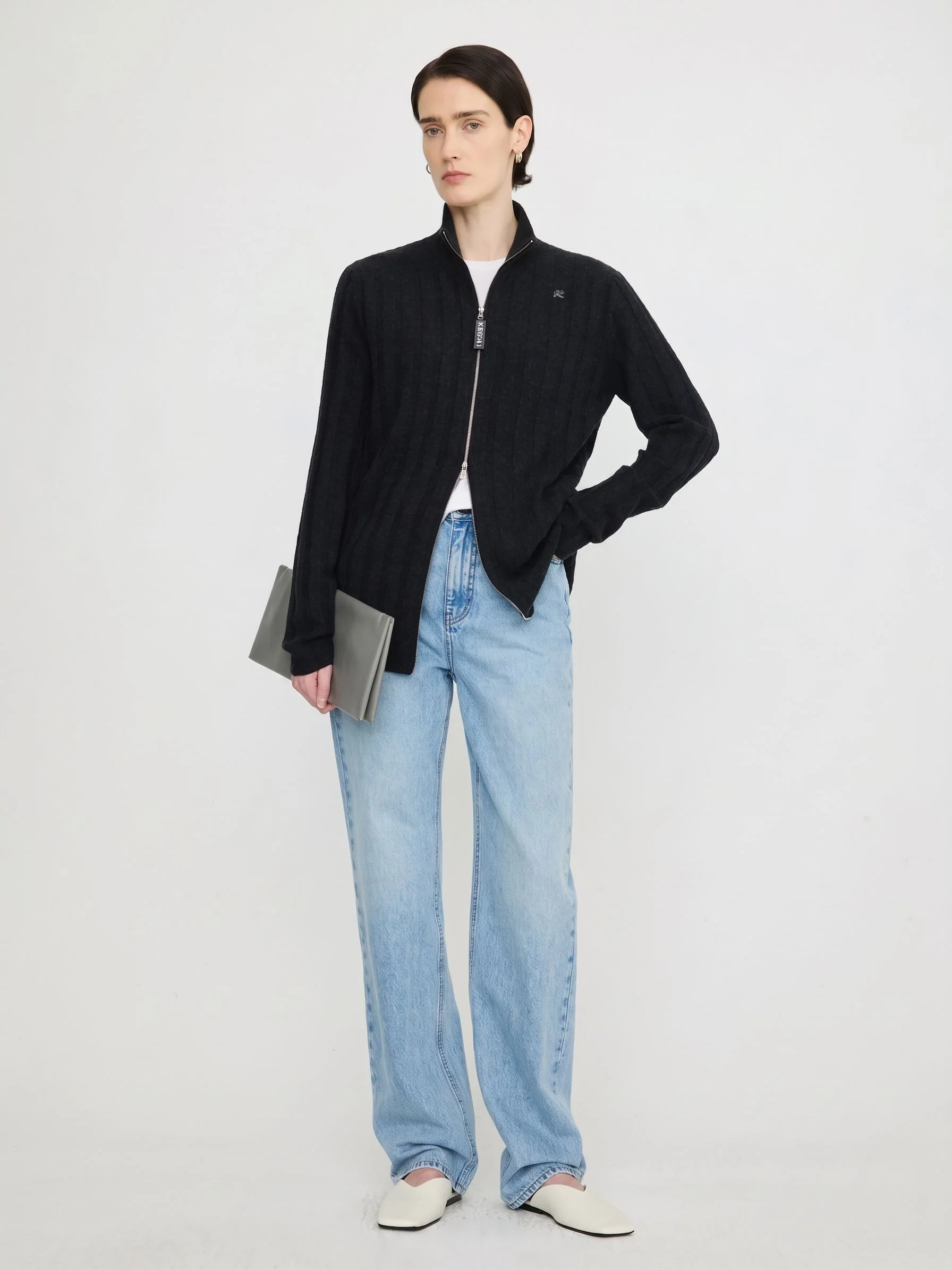 Merino Ribbed Zip-Up Cardigan - Image 5
