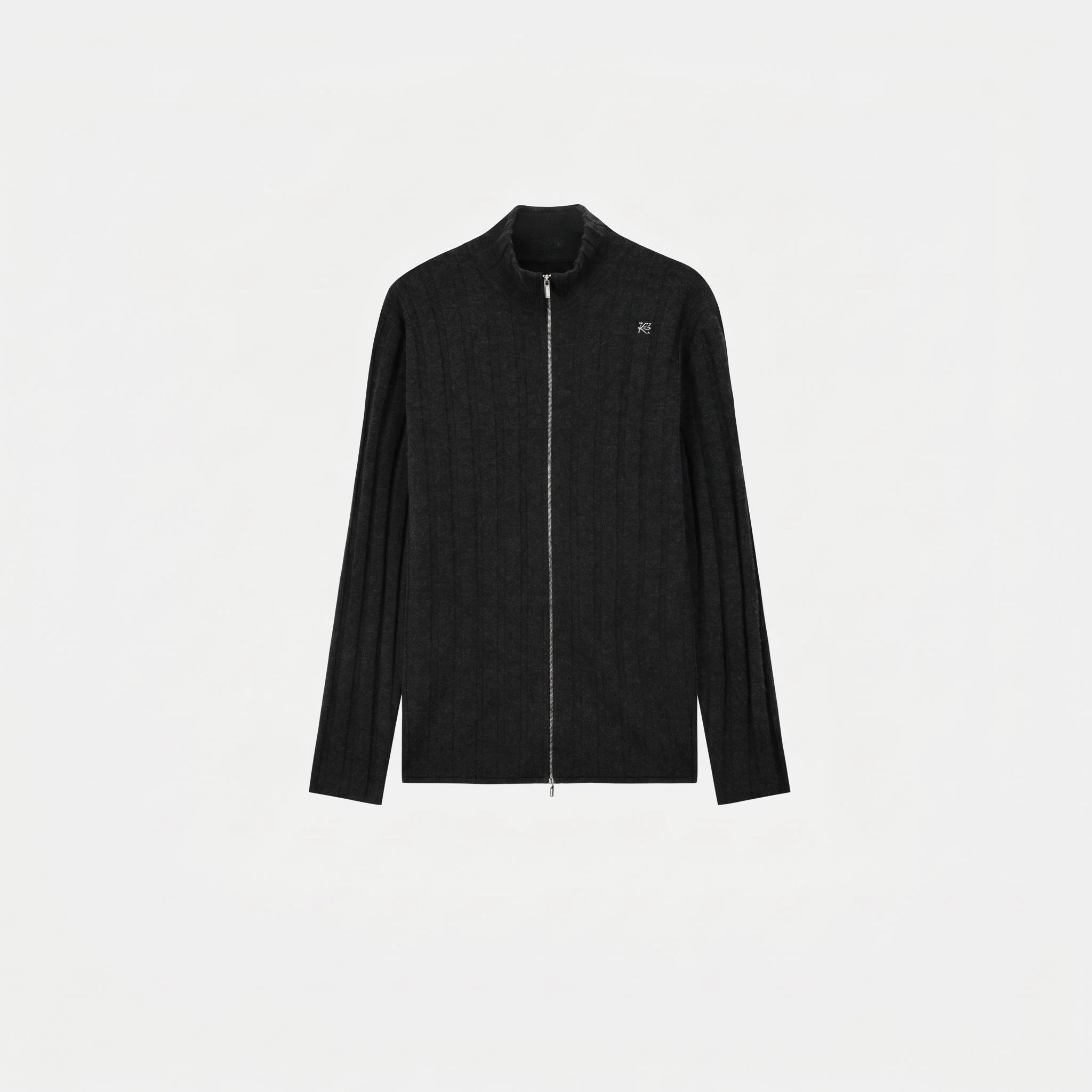 Merino Ribbed Zip-Up Cardigan - Image 7