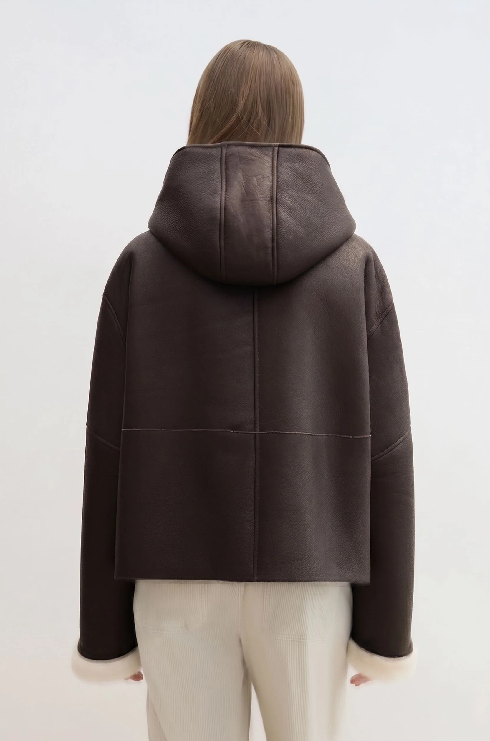 Merino Shearling Hooded Toggle Jacket - Image 5