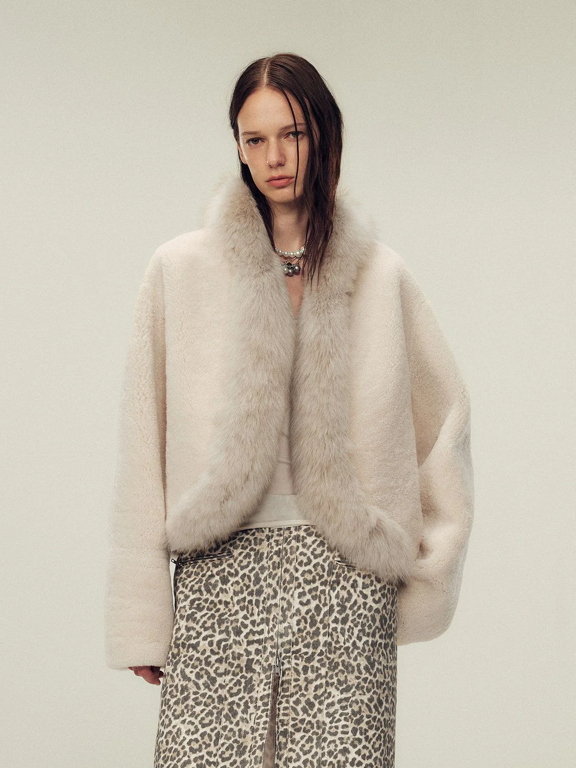 Merino Shearling Jacket with Fur Trim