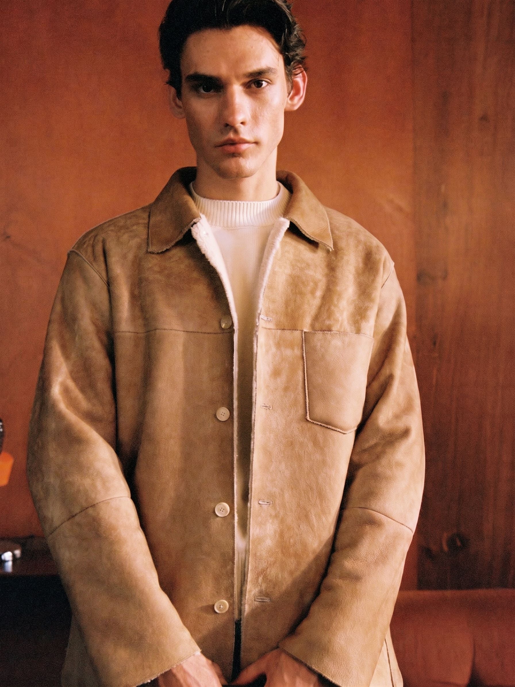 Merino Shearling-Lined Suede Jacket