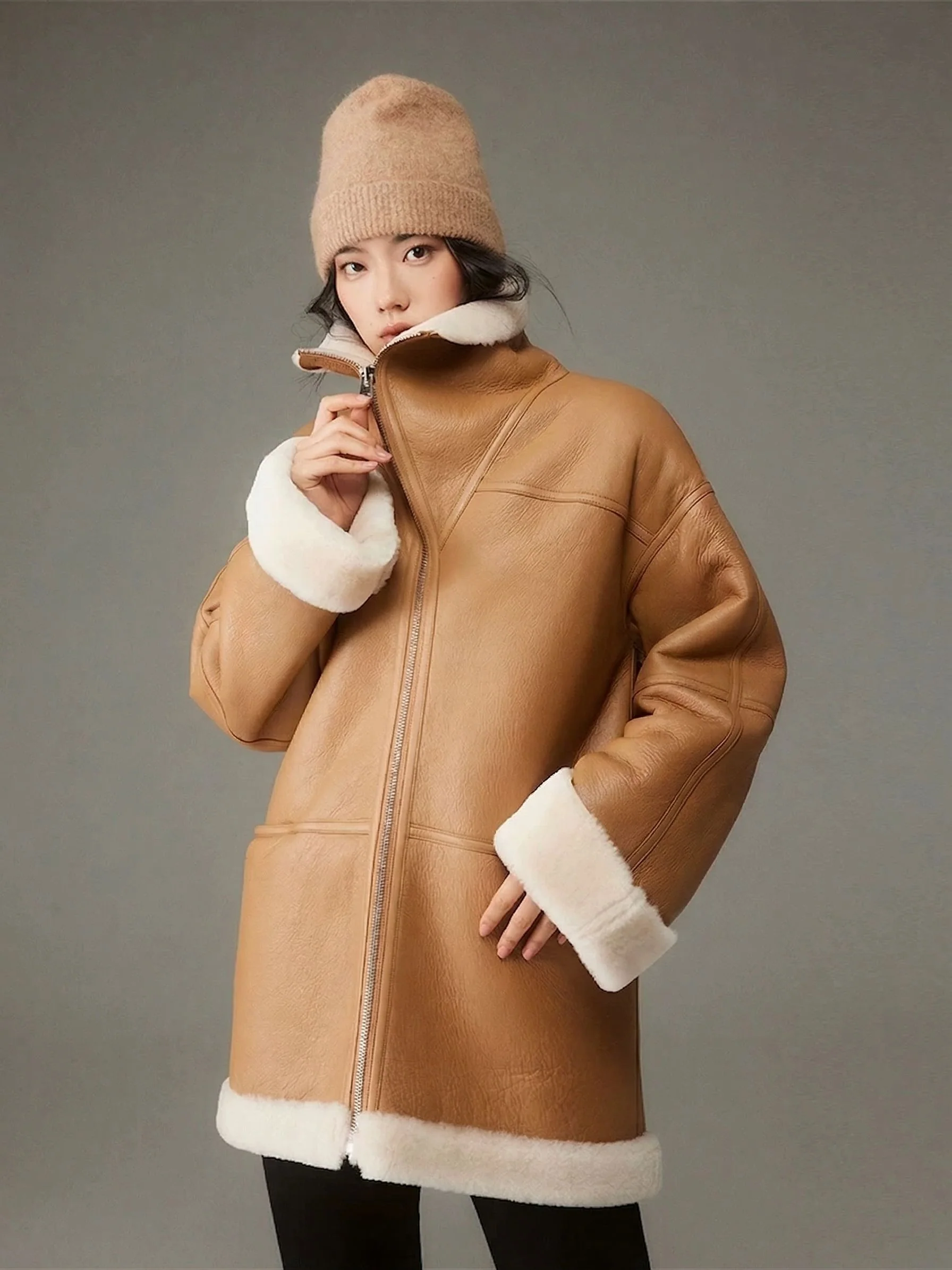 Merino Shearling Zip Jacket