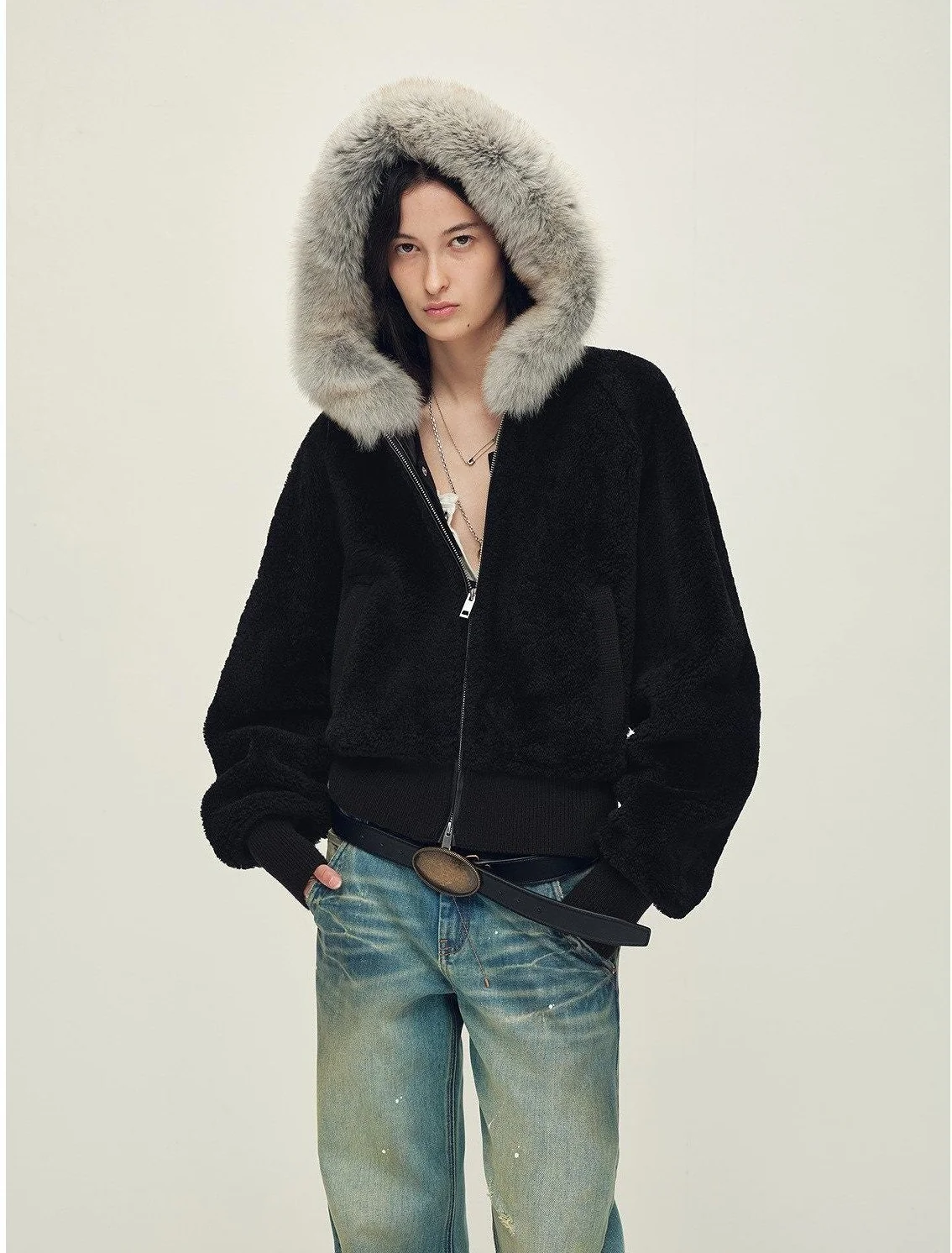 Merino Shearling Zip Jacket with Fur Trim - Image 11