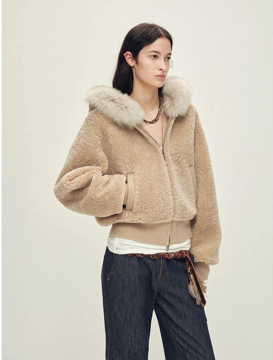 Merino Shearling Zip Jacket with Fur Trim - Image 12