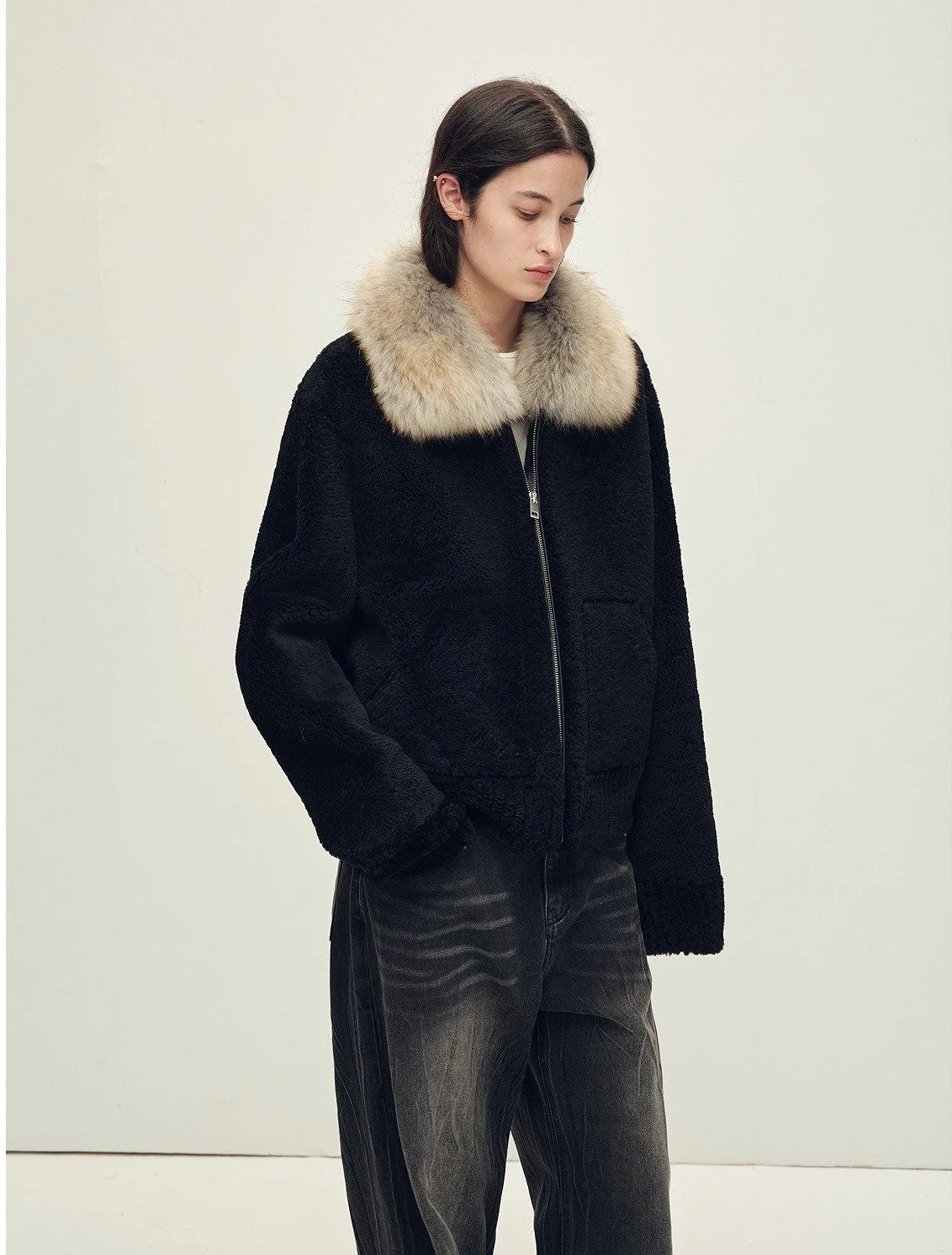 Merino Shearling Zip Jacket with Fur Trim - Image 7