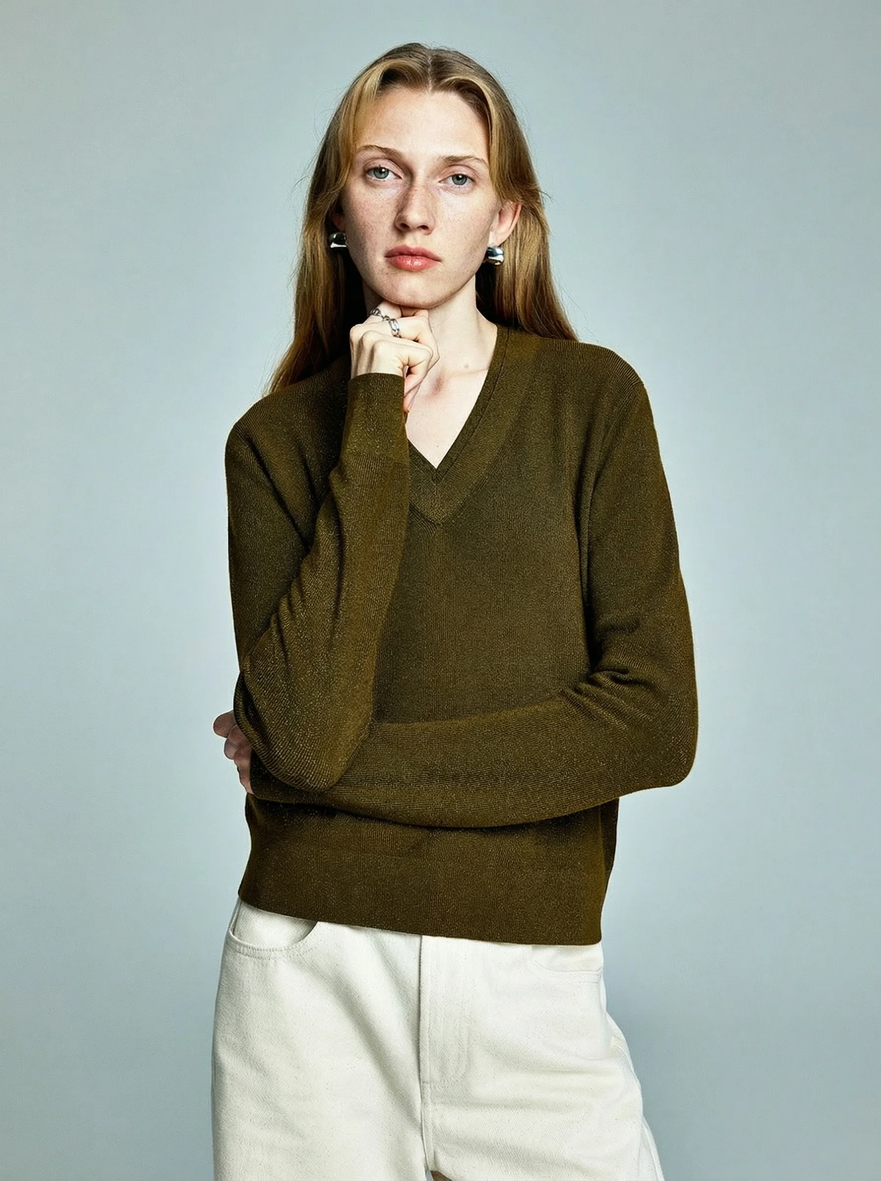 Merino Shimmer V-Neck Sweater - Image 3