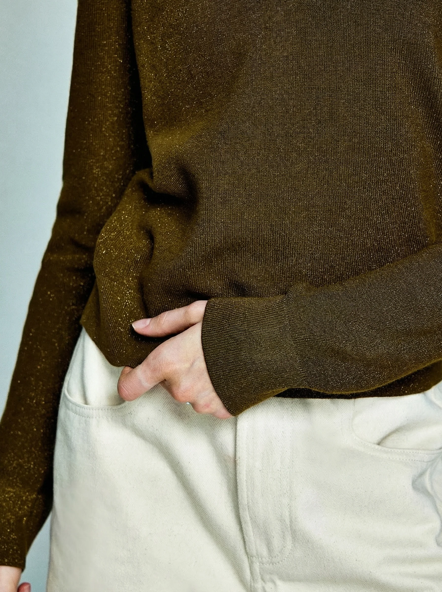 Merino Shimmer V-Neck Sweater - Image 4