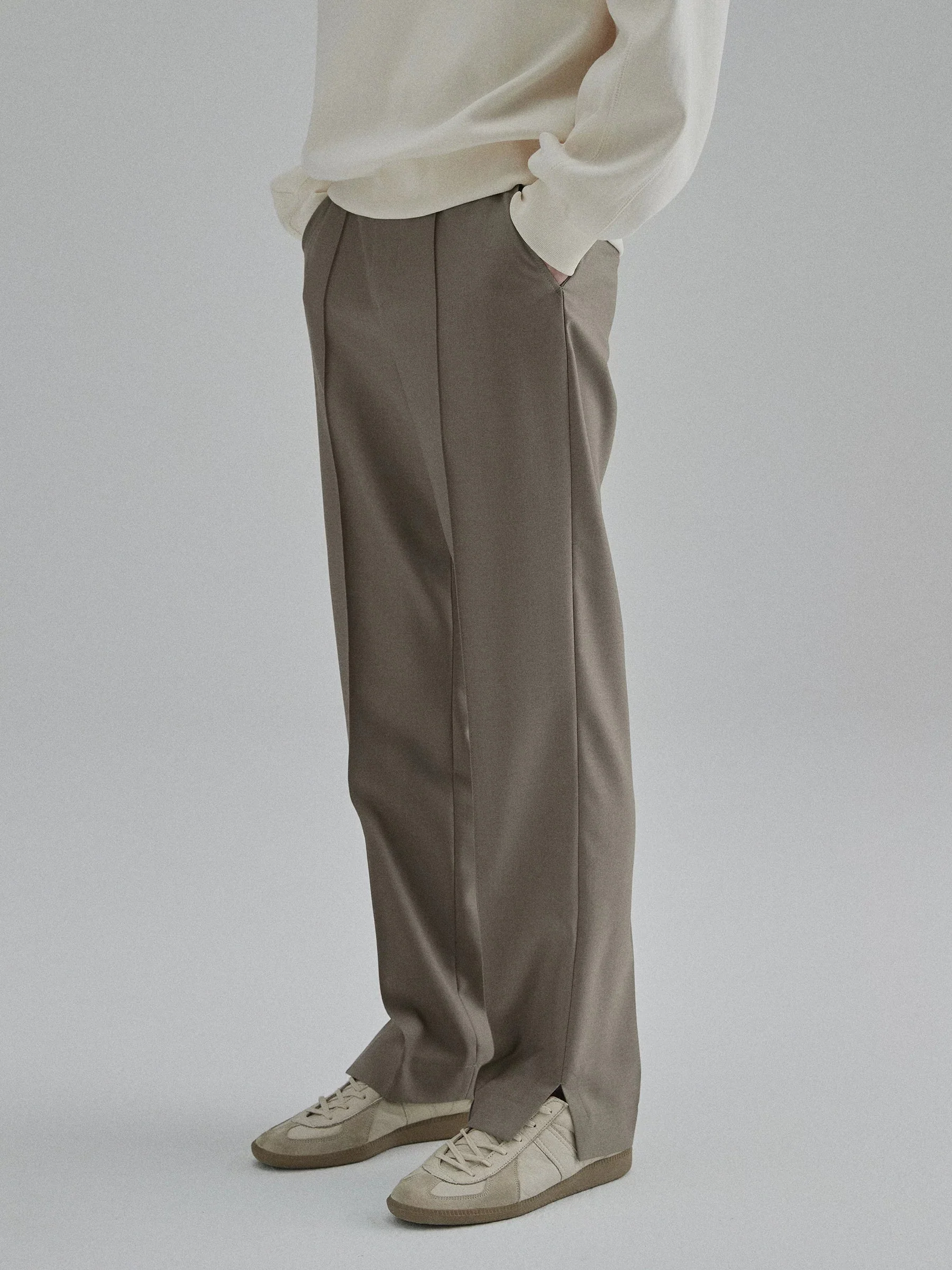 Merino Slit-Hem Trousers