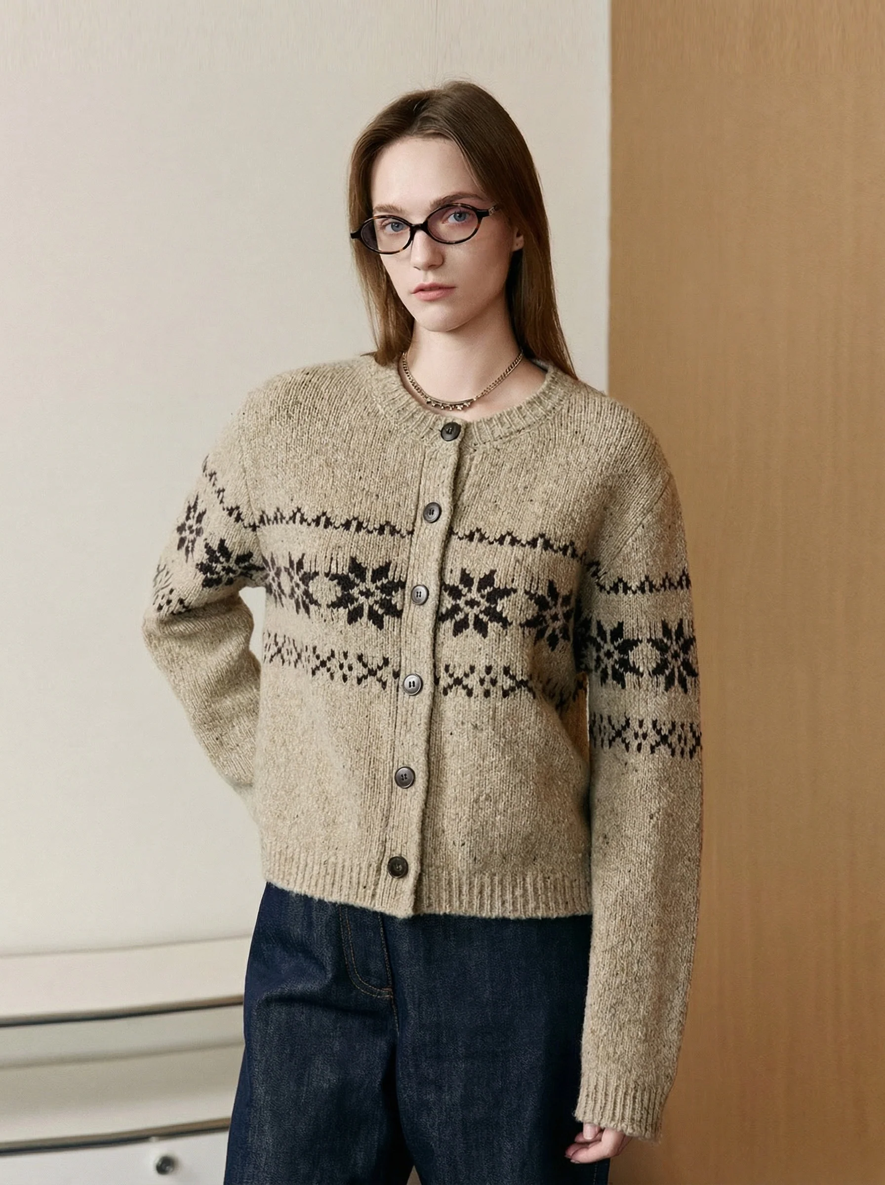Merino Snowflake Knit Cardigan