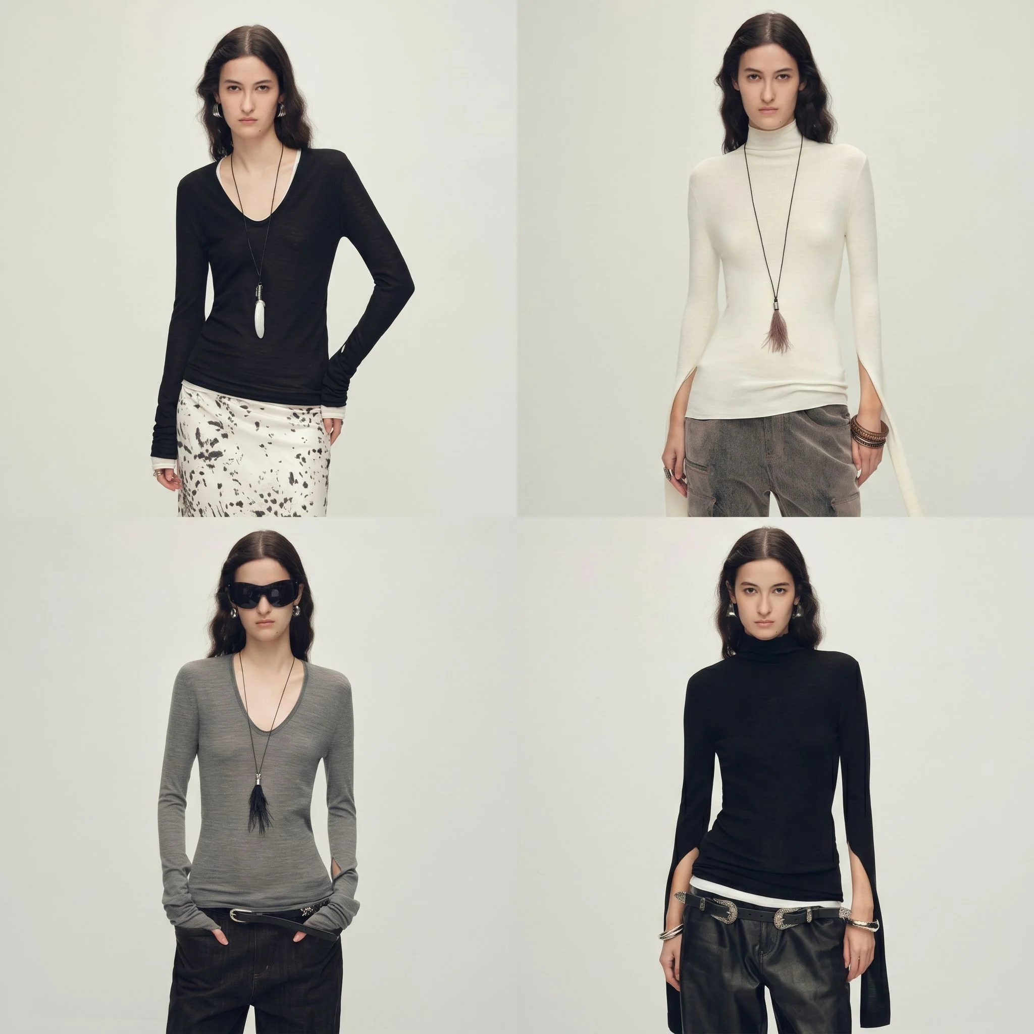 Merino Split-Sleeve Knit Top