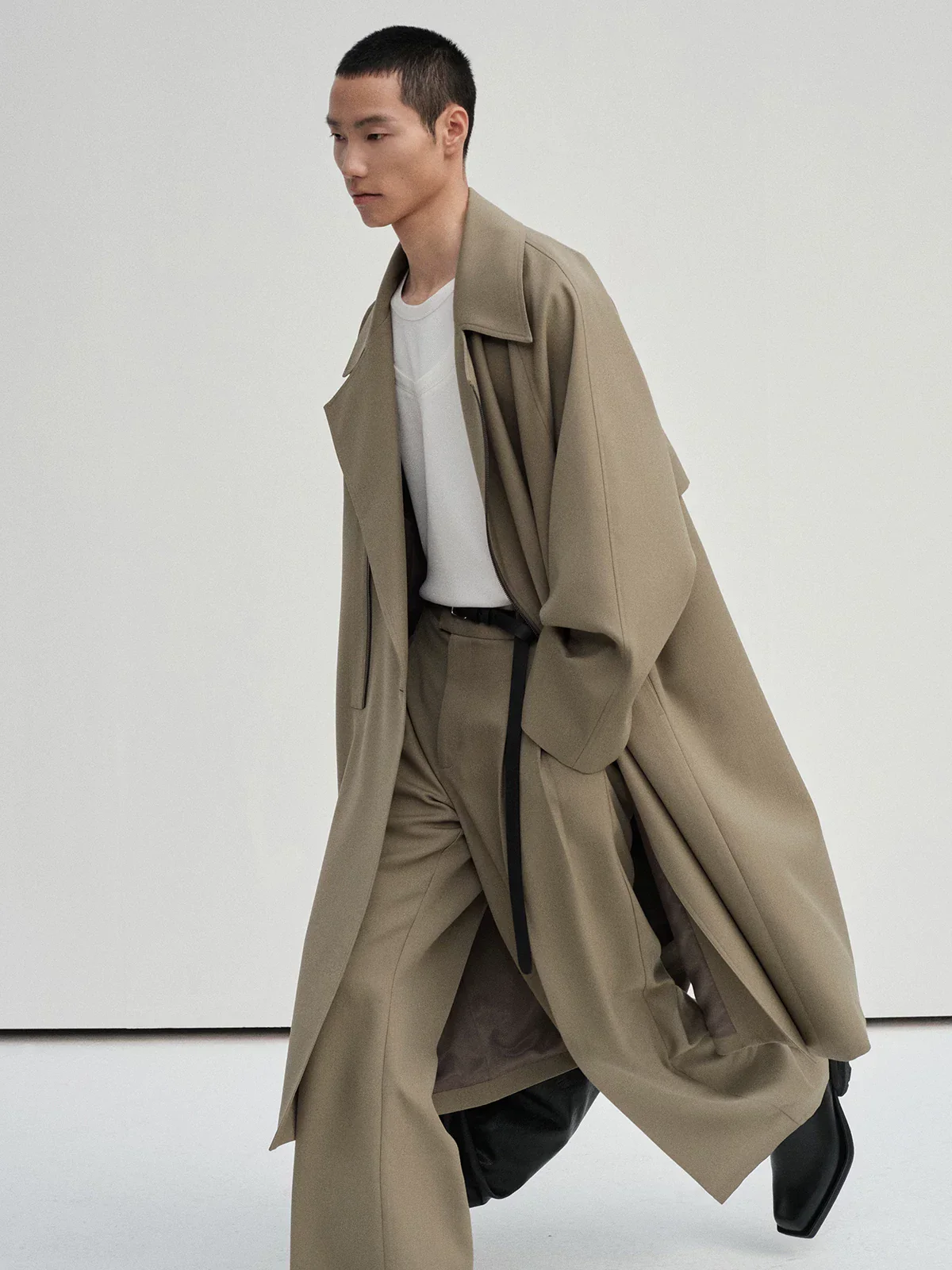 Merino Striped Zip Trench Coat - Image 2