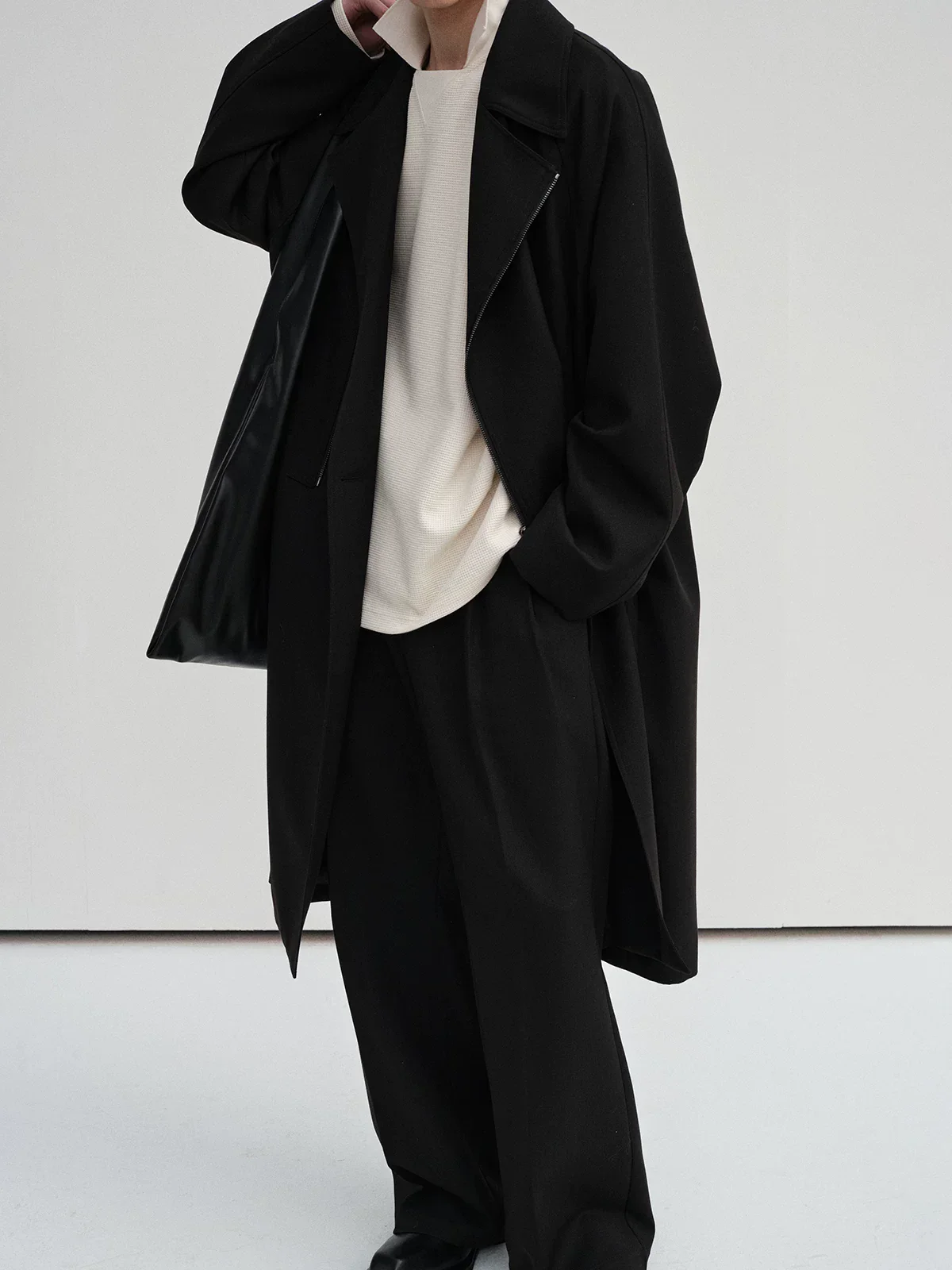 Merino Striped Zip Trench Coat - Image 4