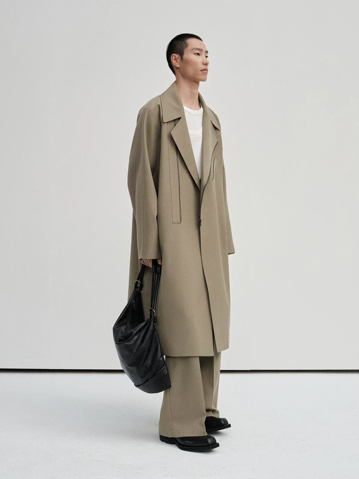 Merino Striped Zip Trench Coat - Image 5