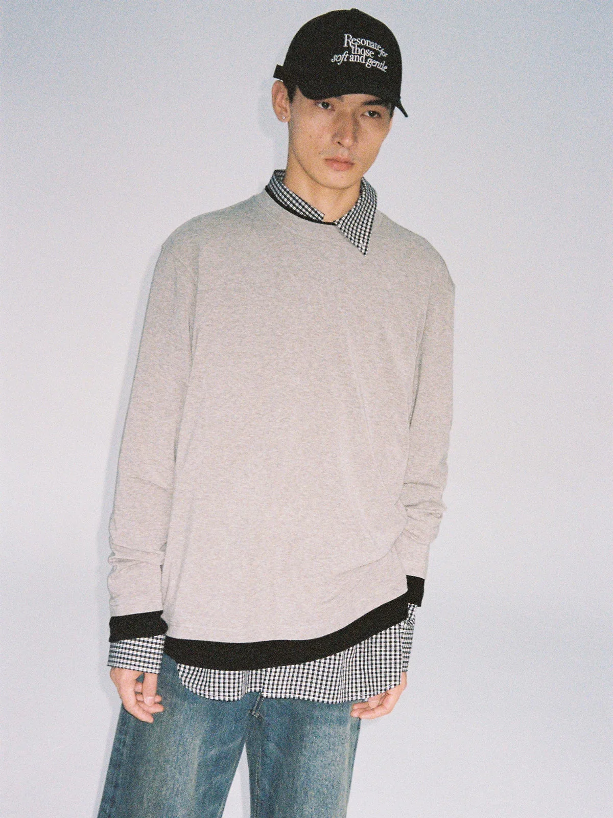 Merino TENCEL Faux-Layer Long-Sleeve Tee