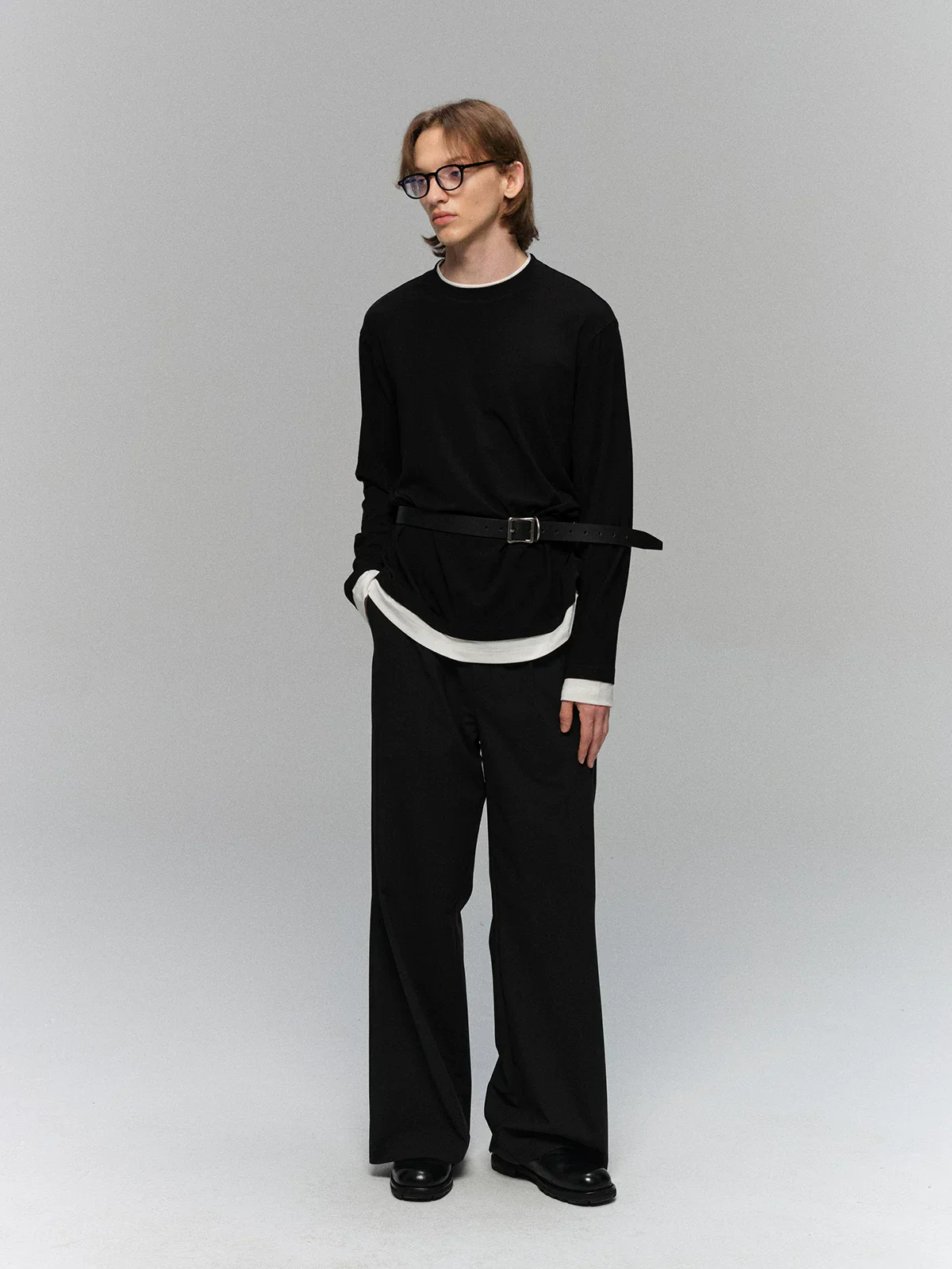 Merino TENCEL Faux-Layer Long-Sleeve Tee - Image 4