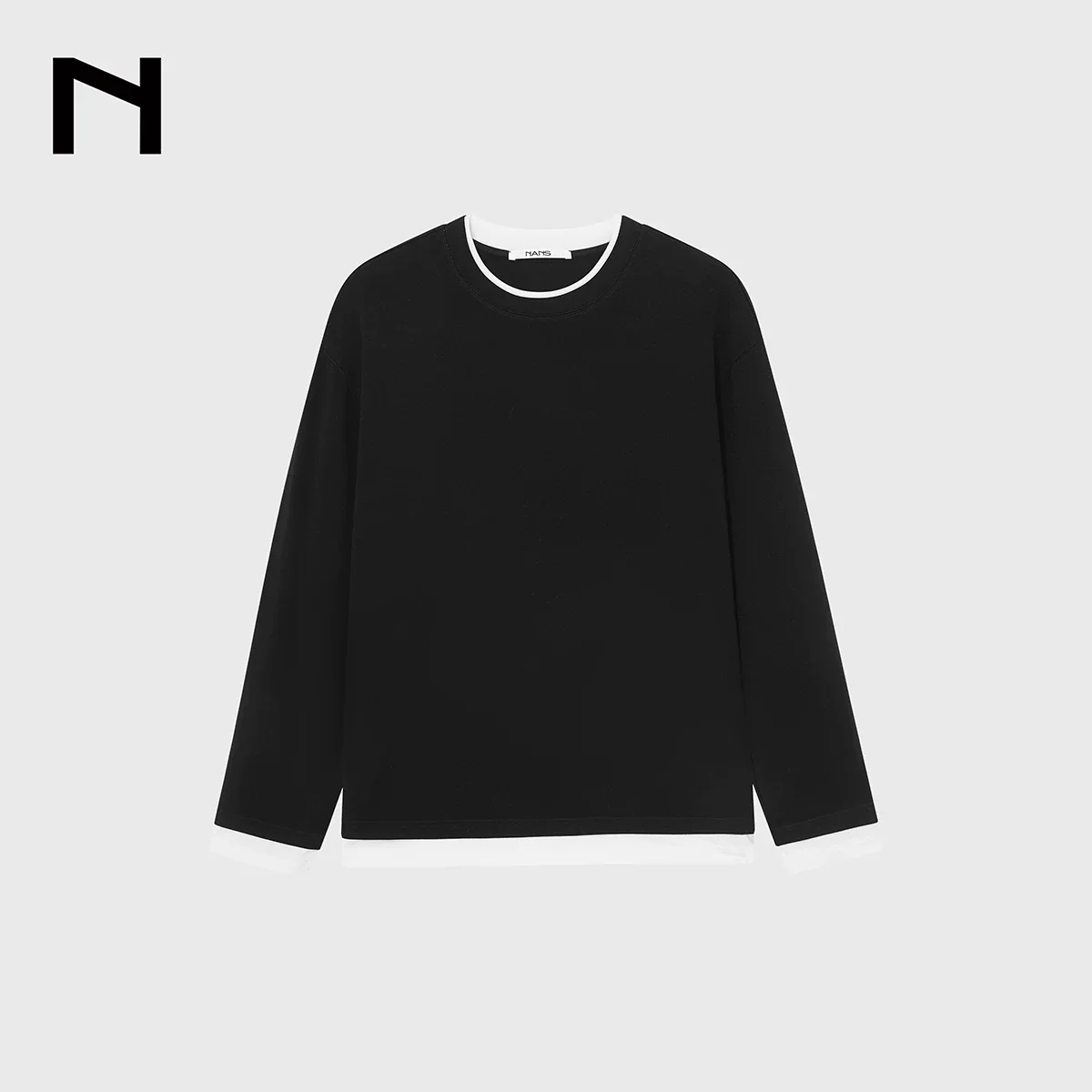 Merino TENCEL Faux-Layer Long-Sleeve Tee - Image 9