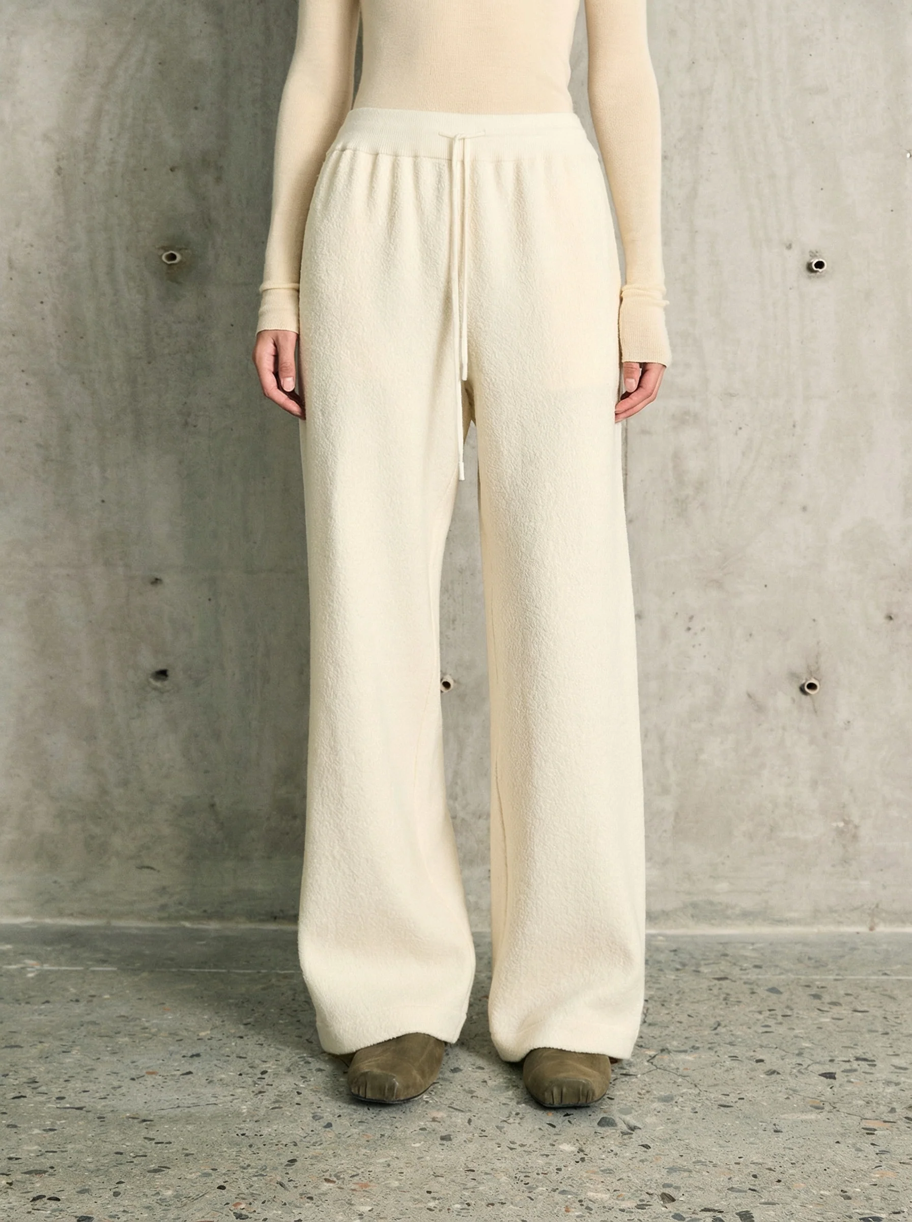 Merino Tencel Knit Wide-Leg Pants