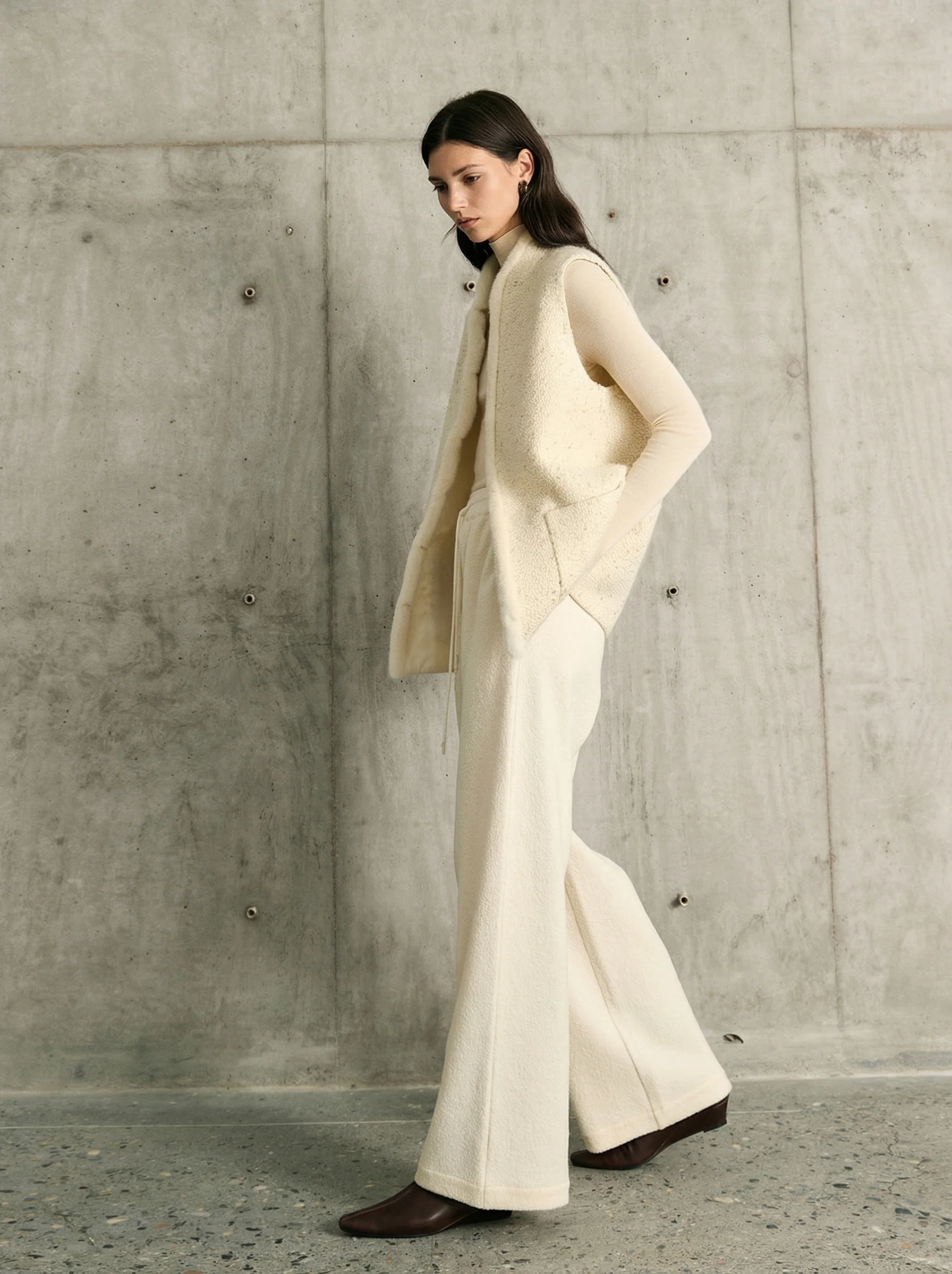 Merino Tencel Knit Wide-Leg Pants - Image 4