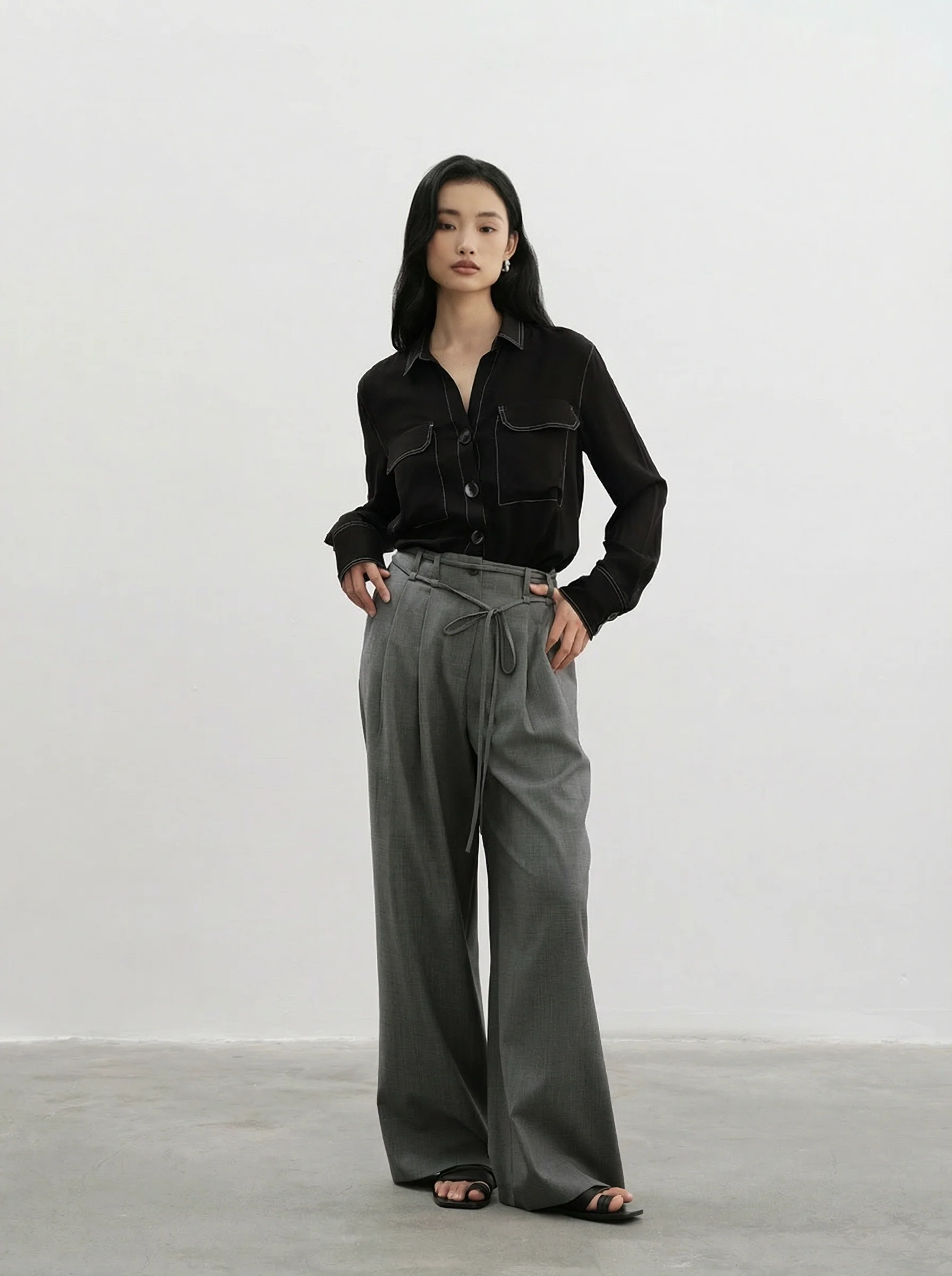 Merino Tie-Waist Wide-Leg Trousers - Image 2