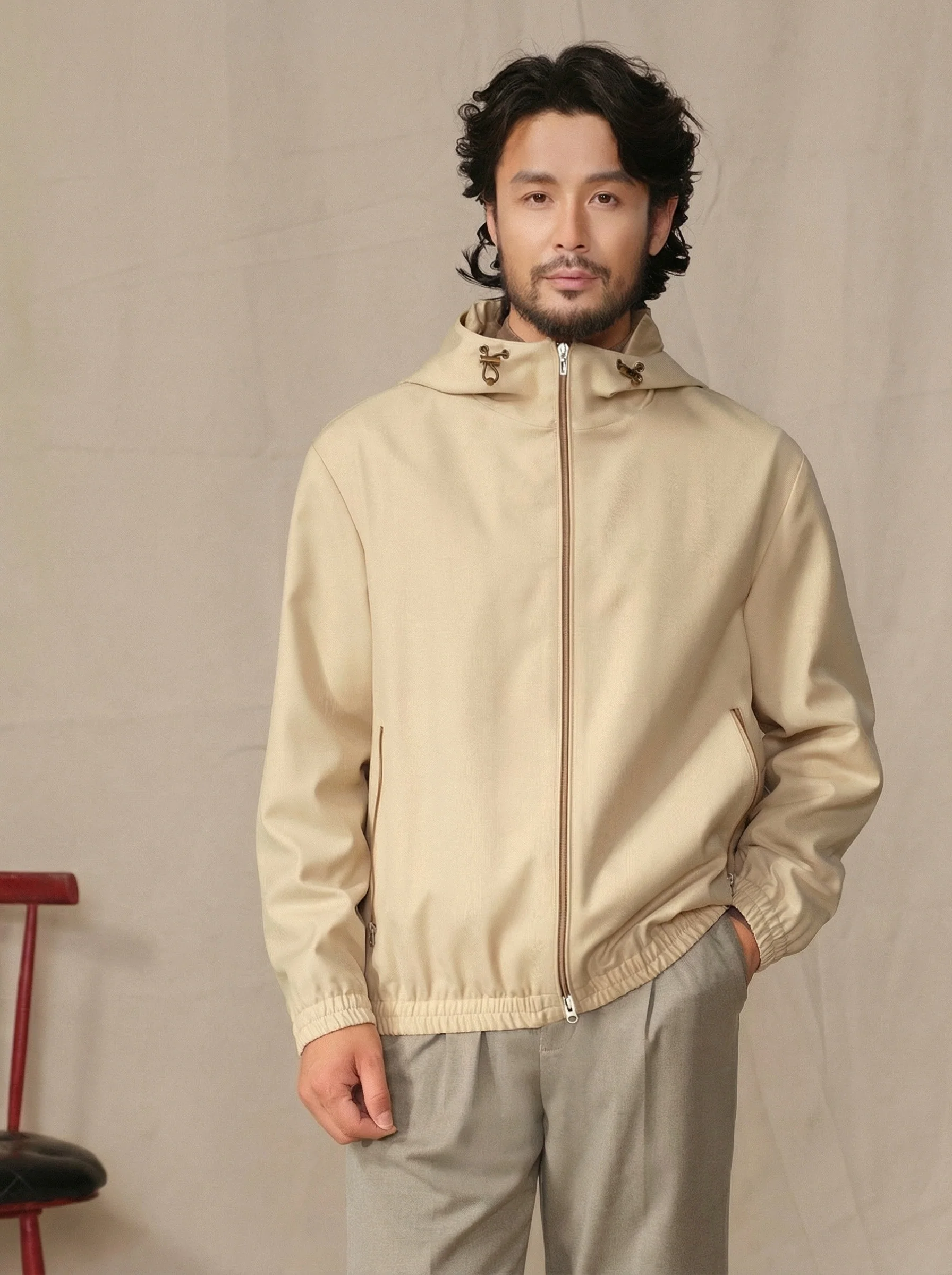 Merino Twill Hooded Jacket