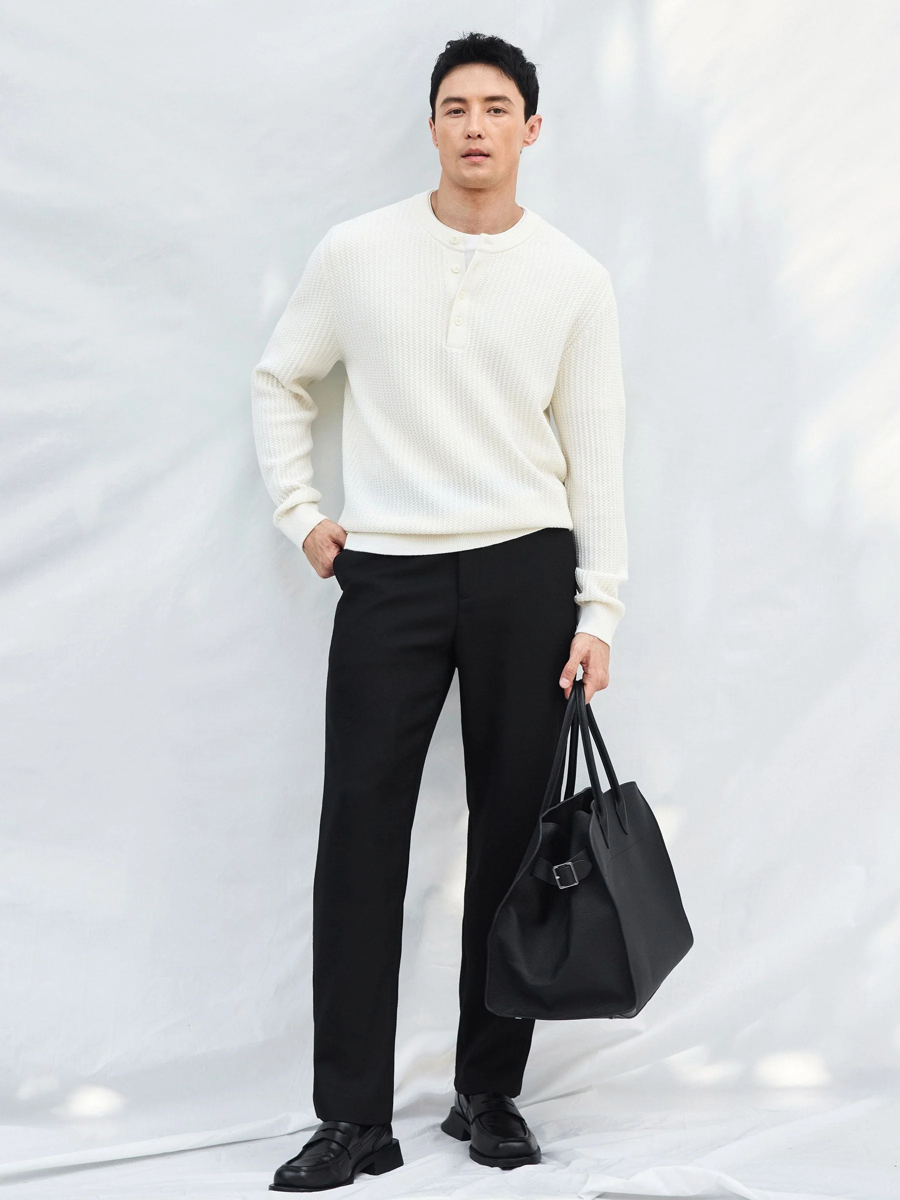 Merino Waffle Henley Sweater - Image 2