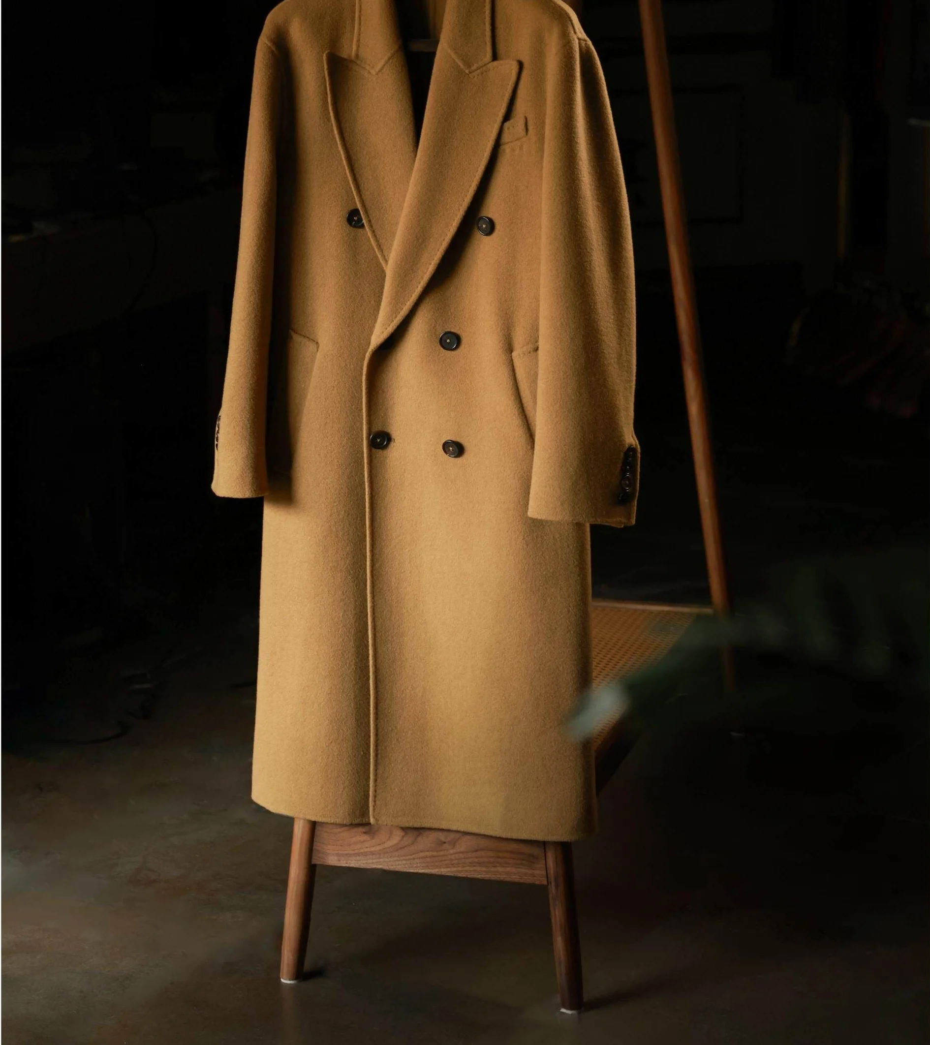 Merino Wool Camel Double-Breasted Coat - Image 5