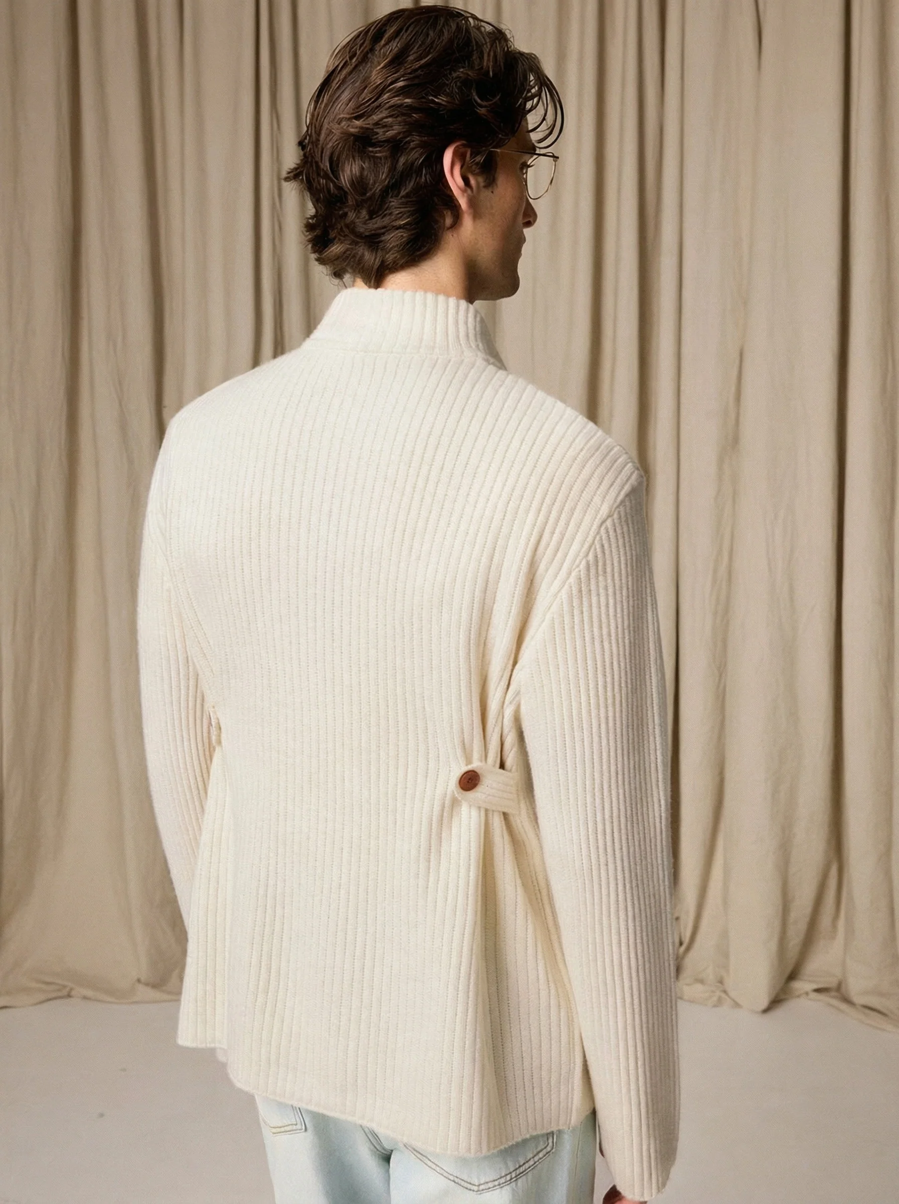 Merino Wool Double-Breasted Knit Jacket - Image 3