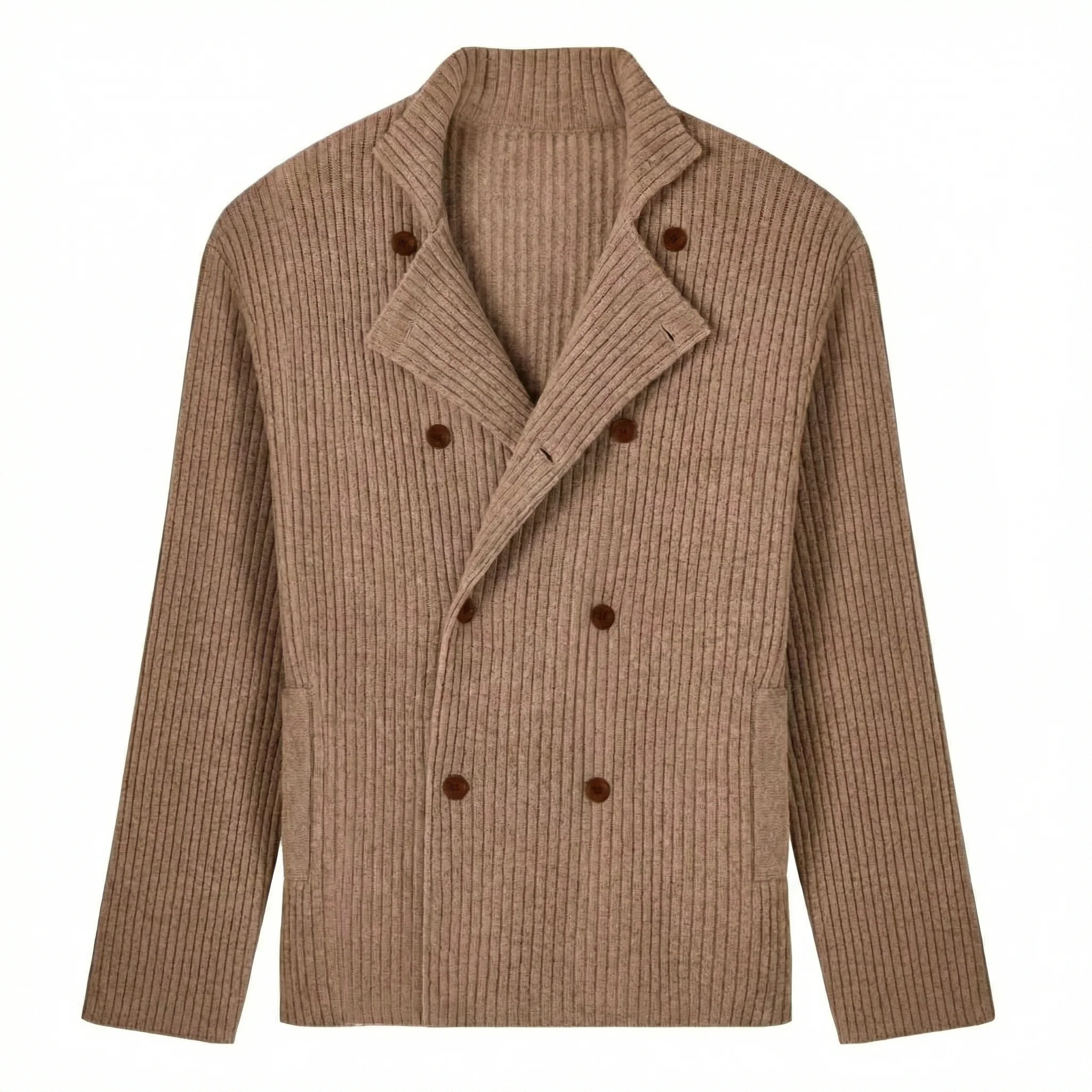 Merino Wool Double-Breasted Knit Jacket - Image 6