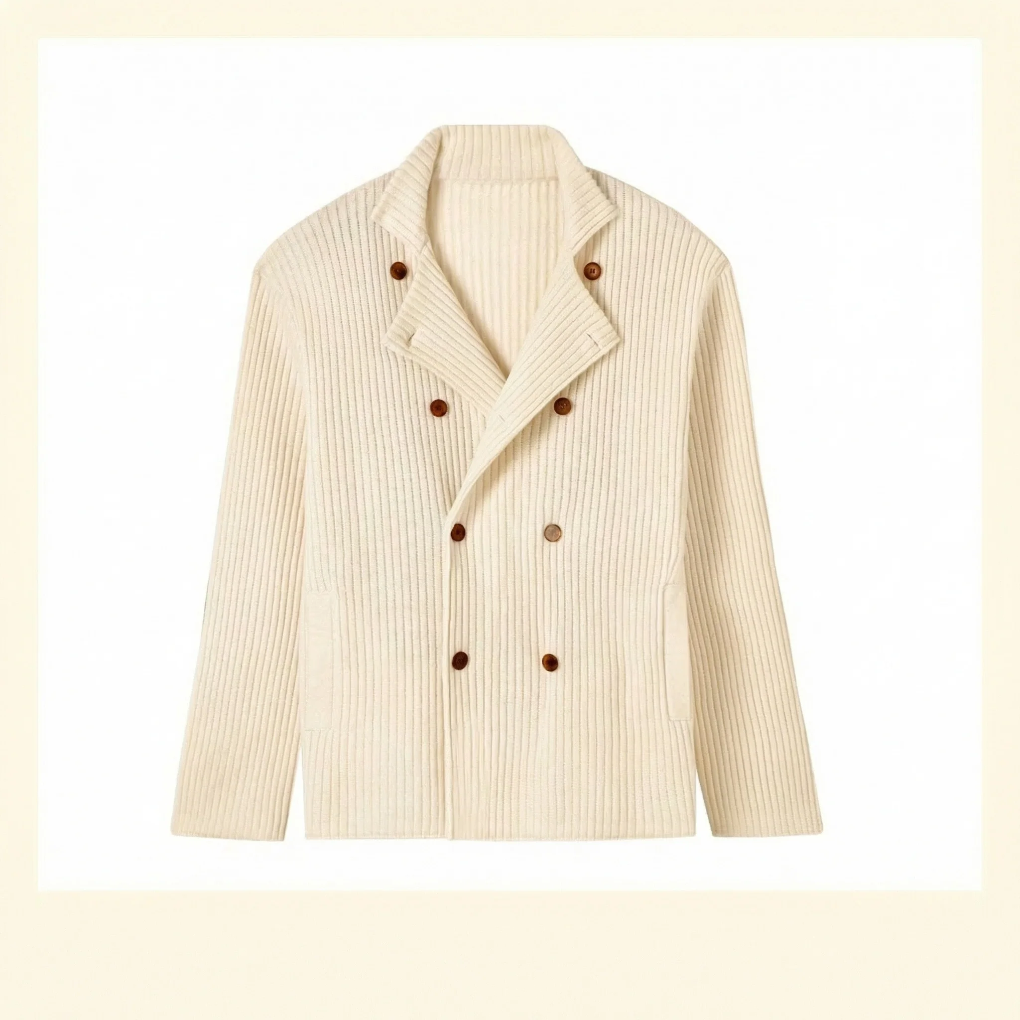 Merino Wool Double-Breasted Knit Jacket - Image 7
