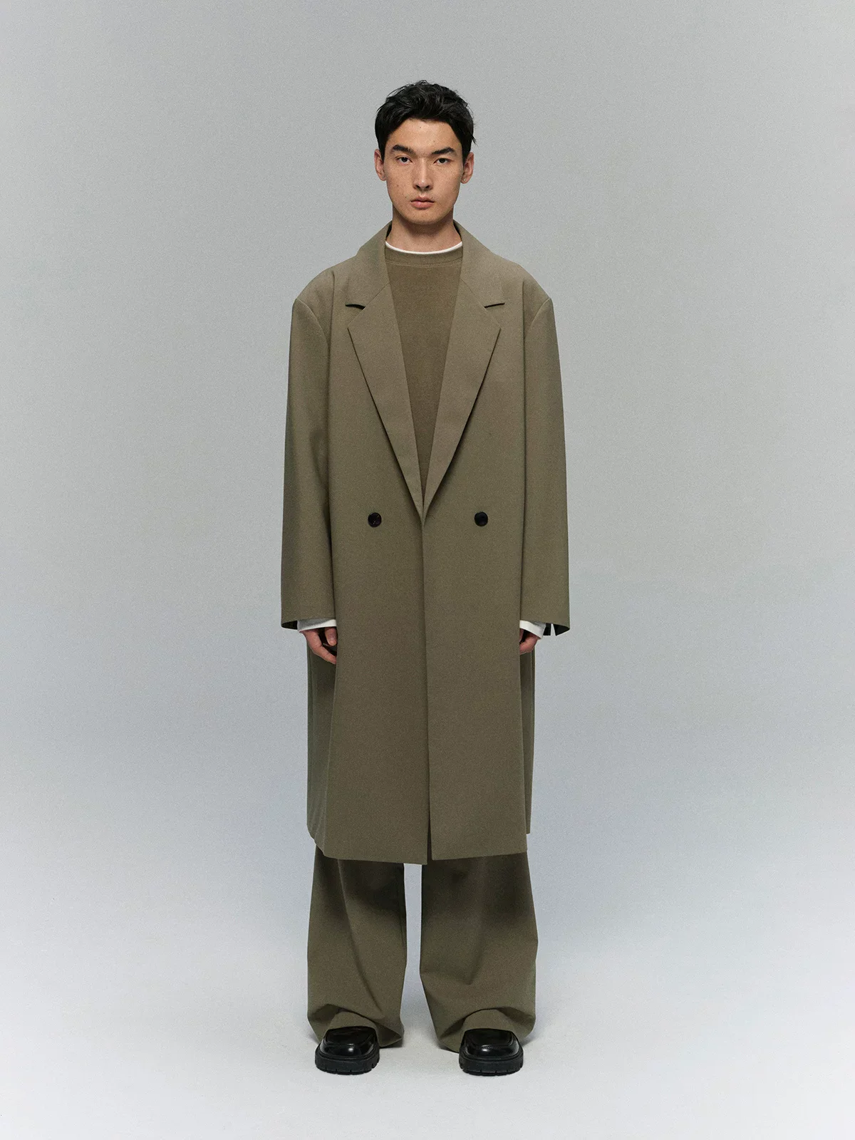 Merino Wool Double-Breasted Long Coat - Image 5