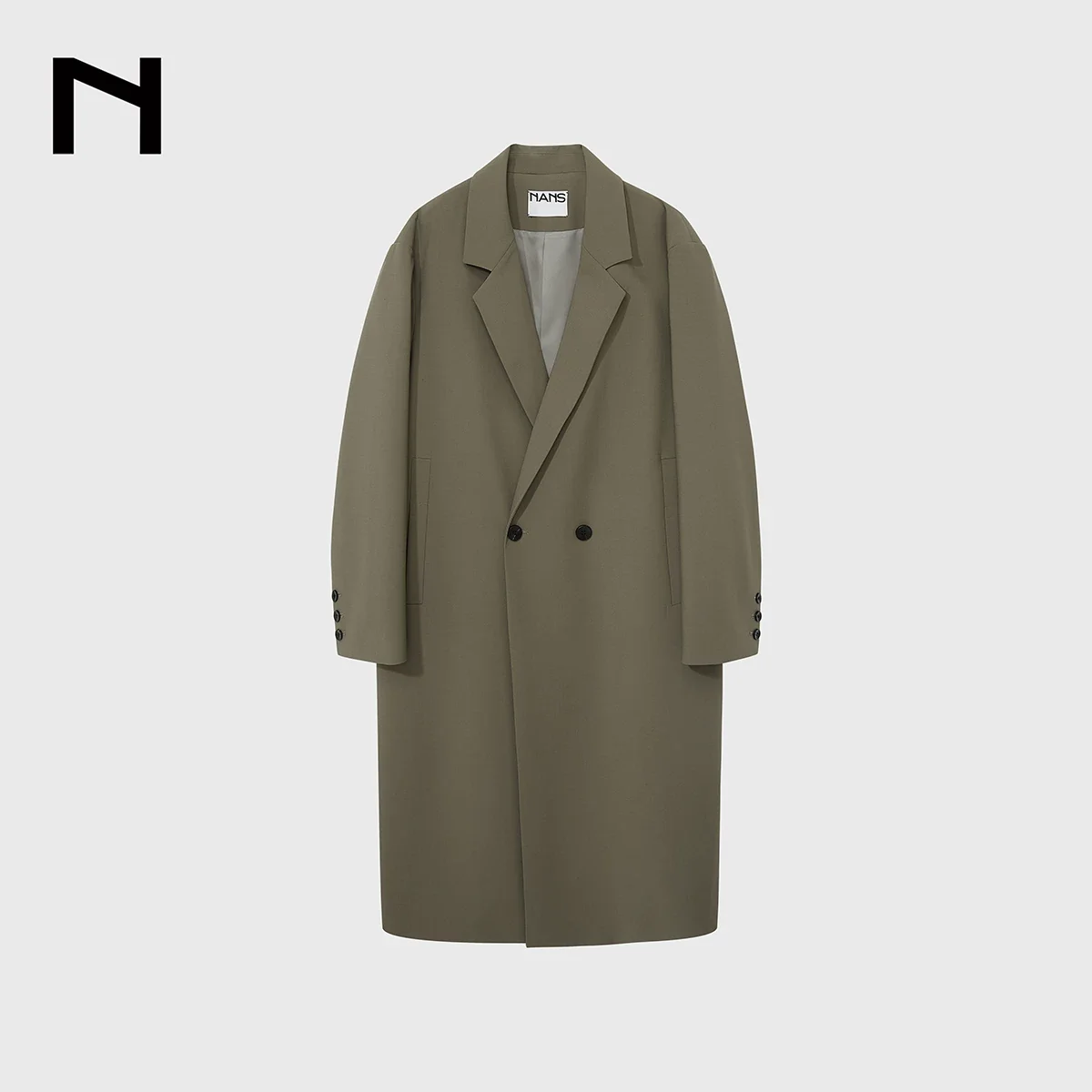Merino Wool Double-Breasted Long Coat - Image 6