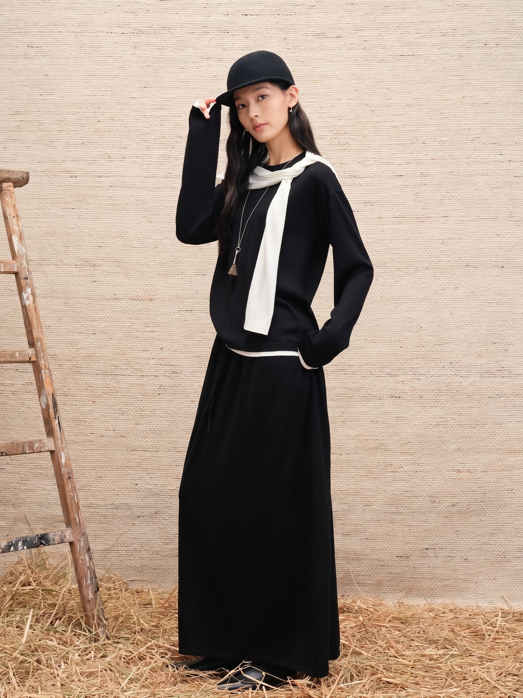 Merino Wool Drawstring Maxi Skirt - Image 4