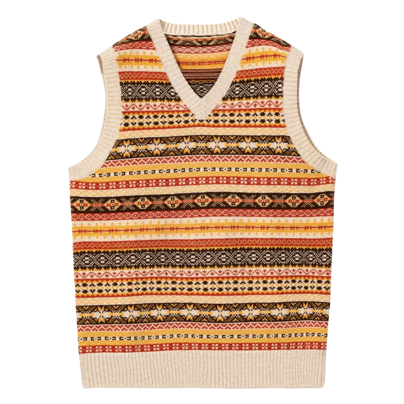 Merino Wool Knitted Fair Isle Vest - Image 10