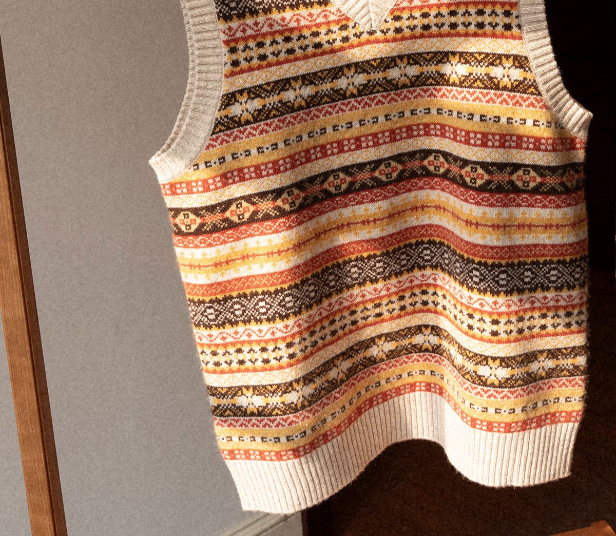 Merino Wool Knitted Fair Isle Vest - Image 11