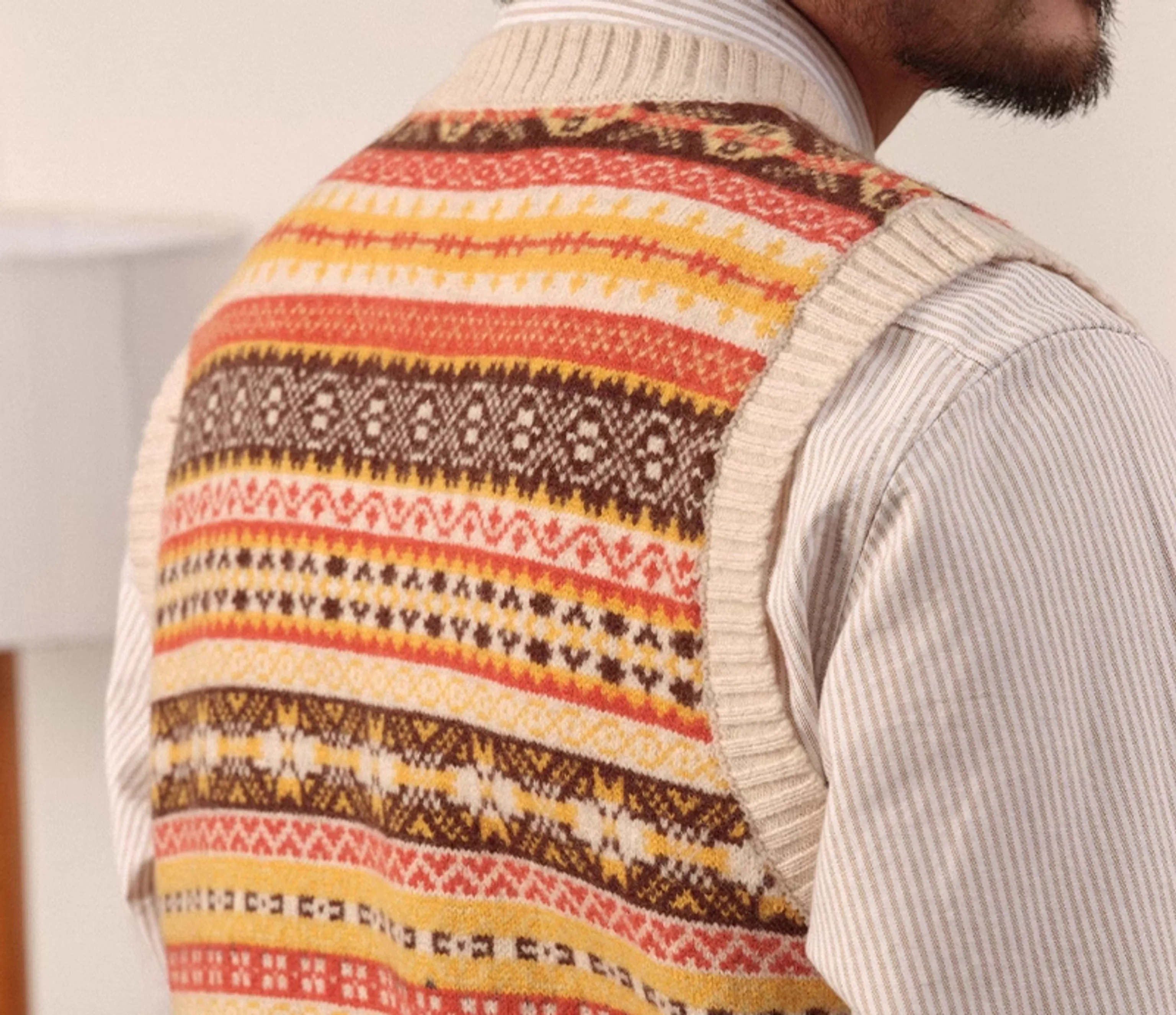 Merino Wool Knitted Fair Isle Vest - Image 9
