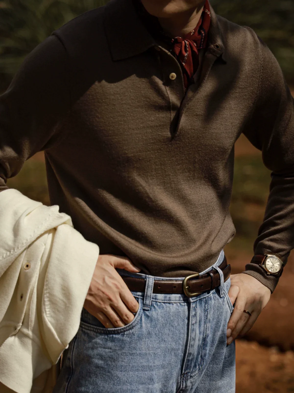 Merino Wool Polo Sweater - Image 2