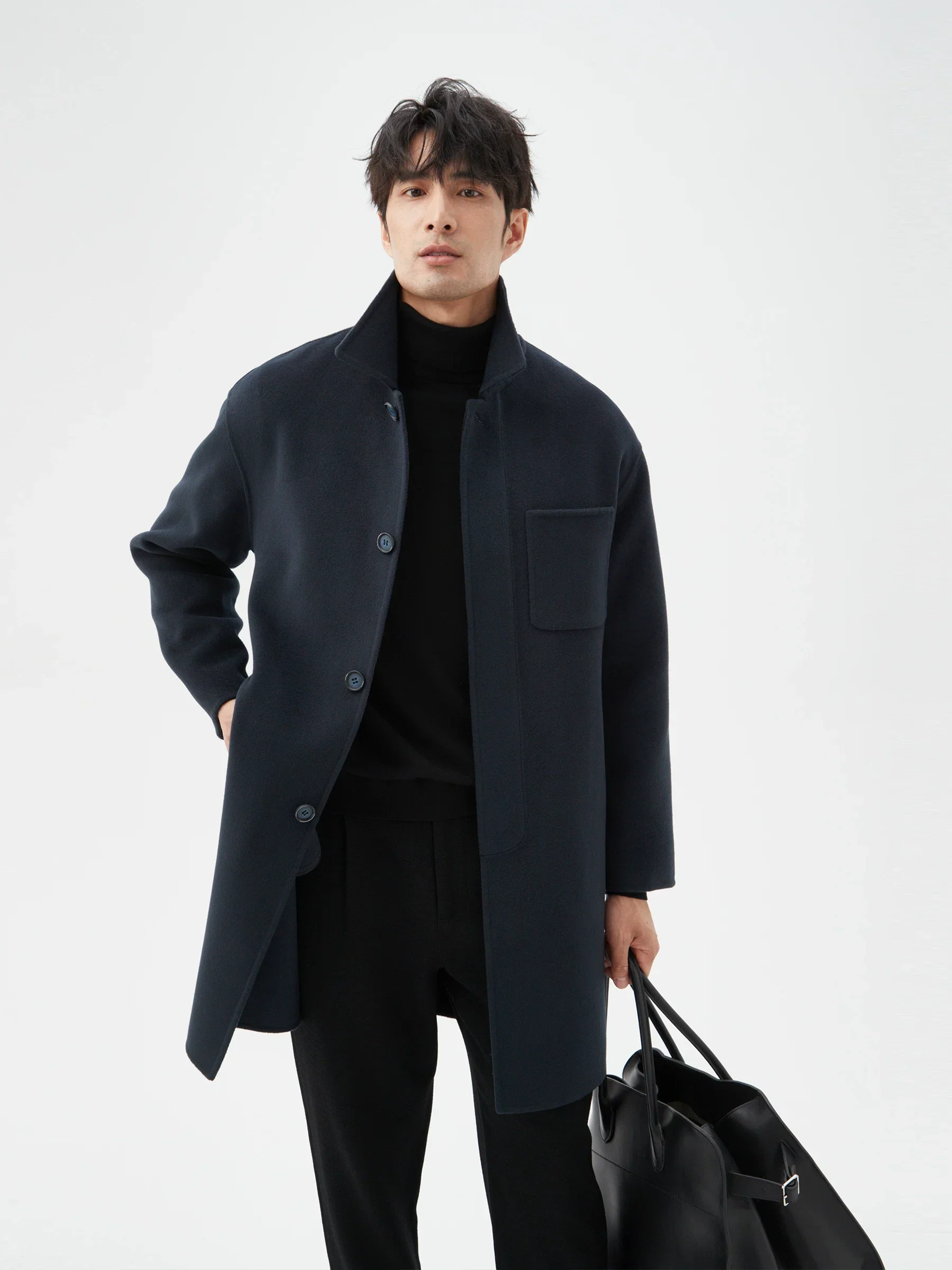 Merino Wool Stand-Collar Coat