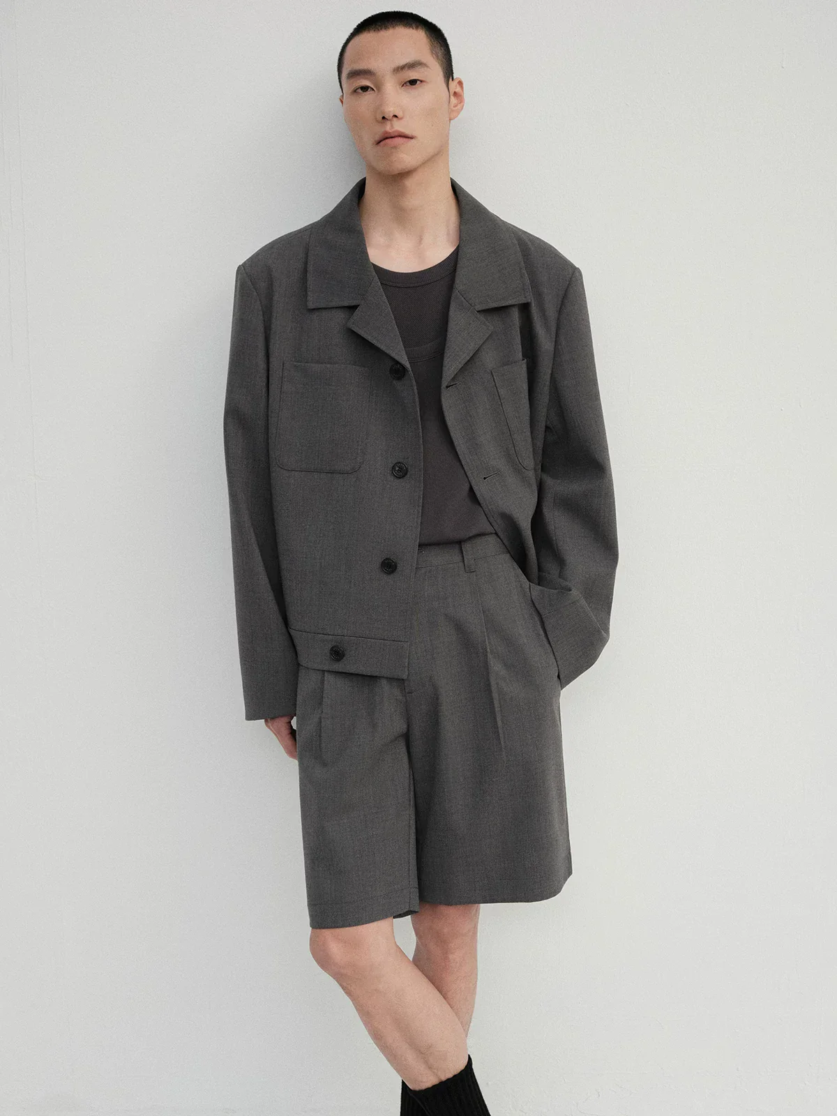 Merino Wool Suit Shorts and Pleated Skirt