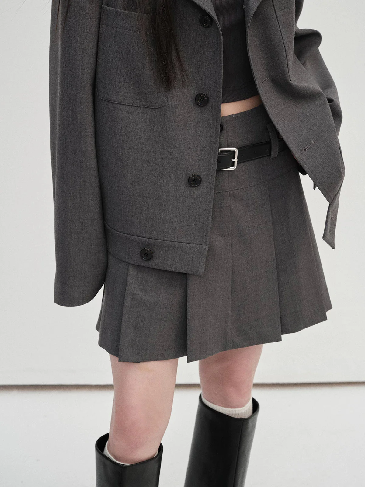 Merino Wool Suit Shorts and Pleated Skirt - Image 2