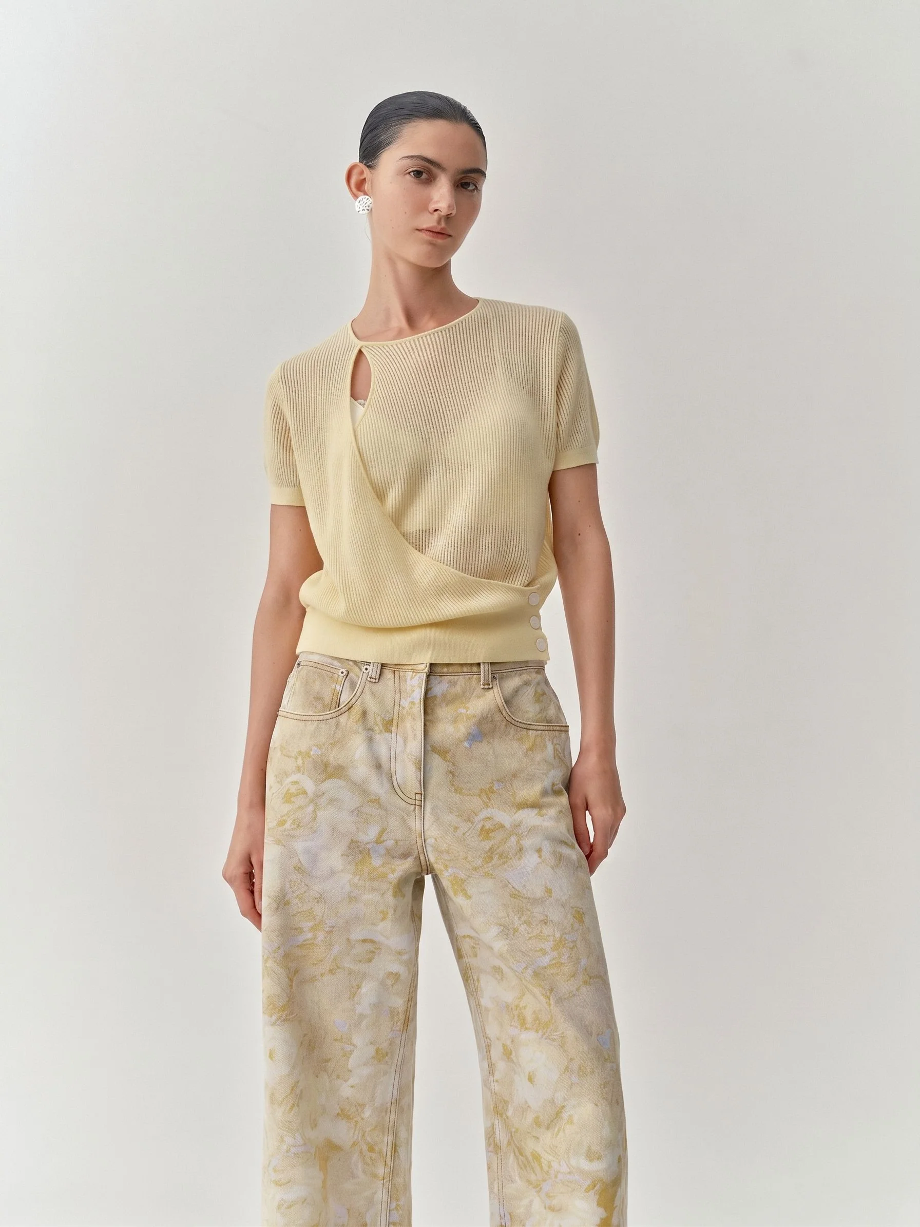 Merino Wrap Rib Knit Top - Image 4
