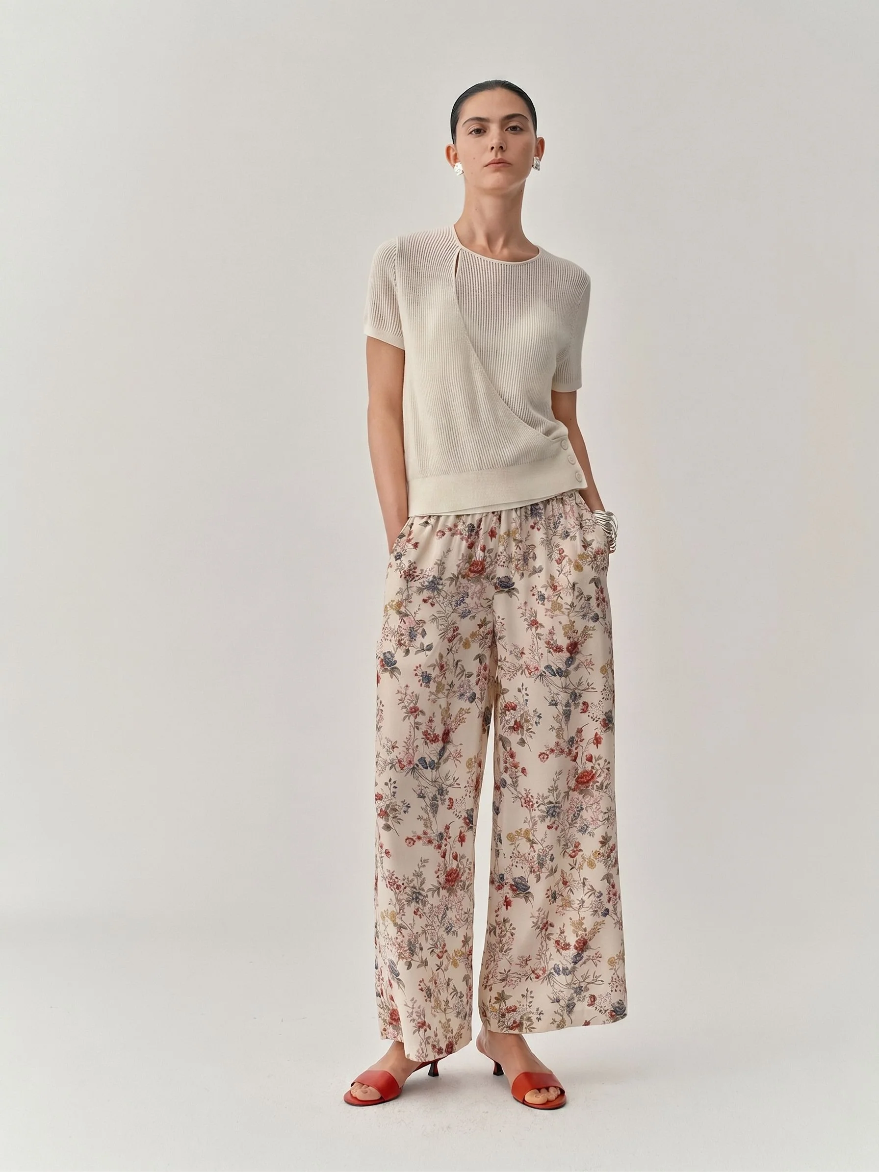 Merino Wrap Rib Knit Top - Image 5