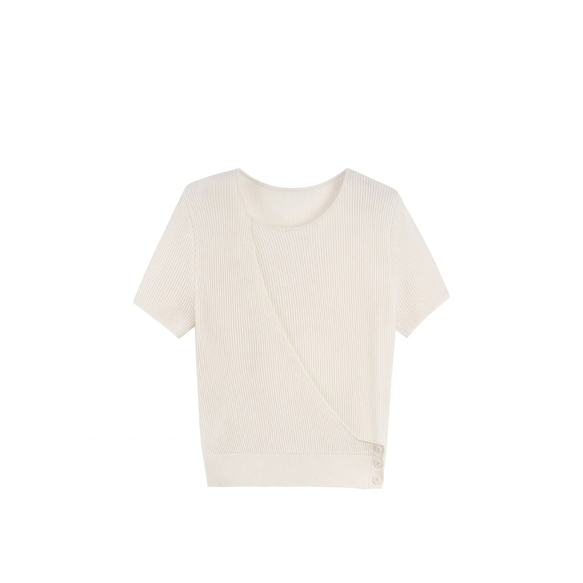 Merino Wrap Rib Knit Top - Image 6