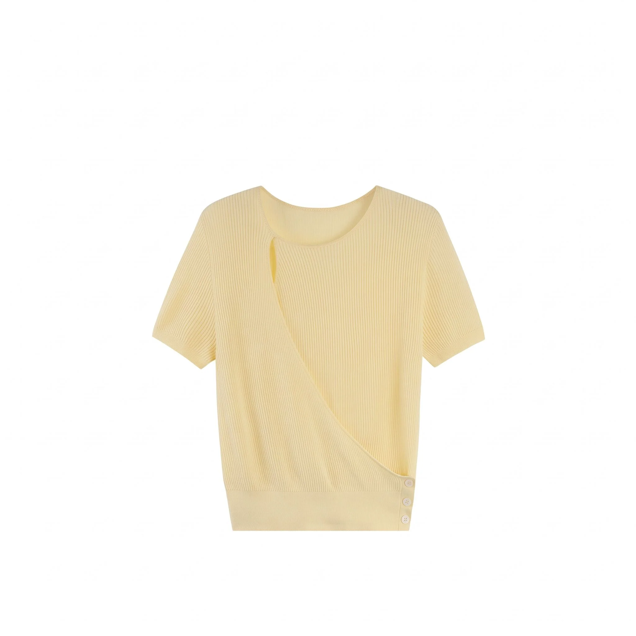 Merino Wrap Rib Knit Top - Image 7