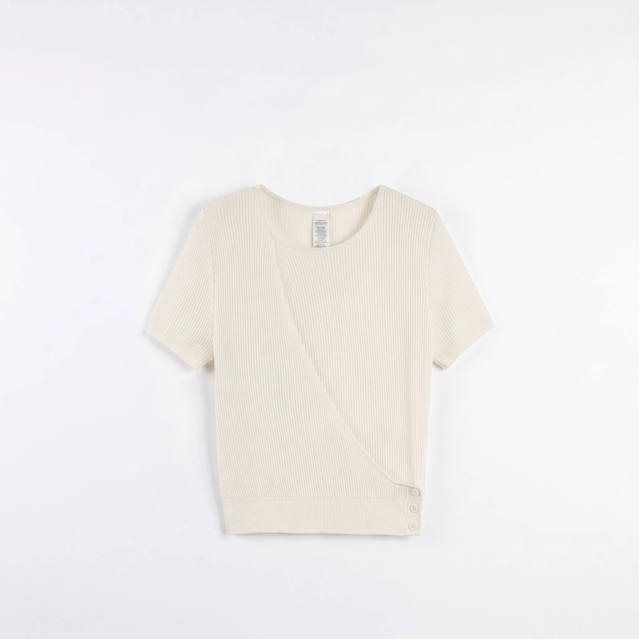 Merino Wrap Rib Knit Top - Image 8