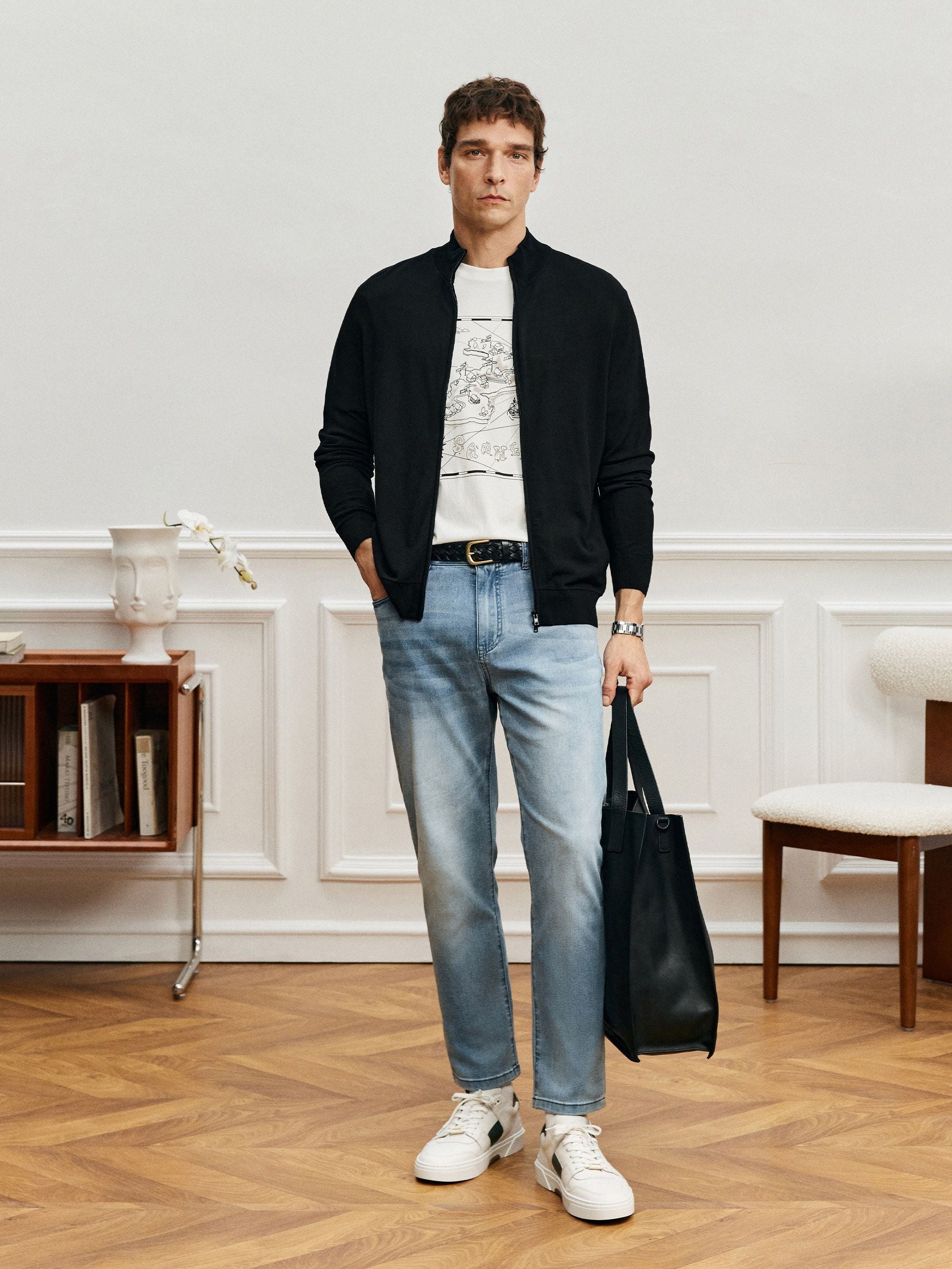 Merino Zip-Up Cardigan