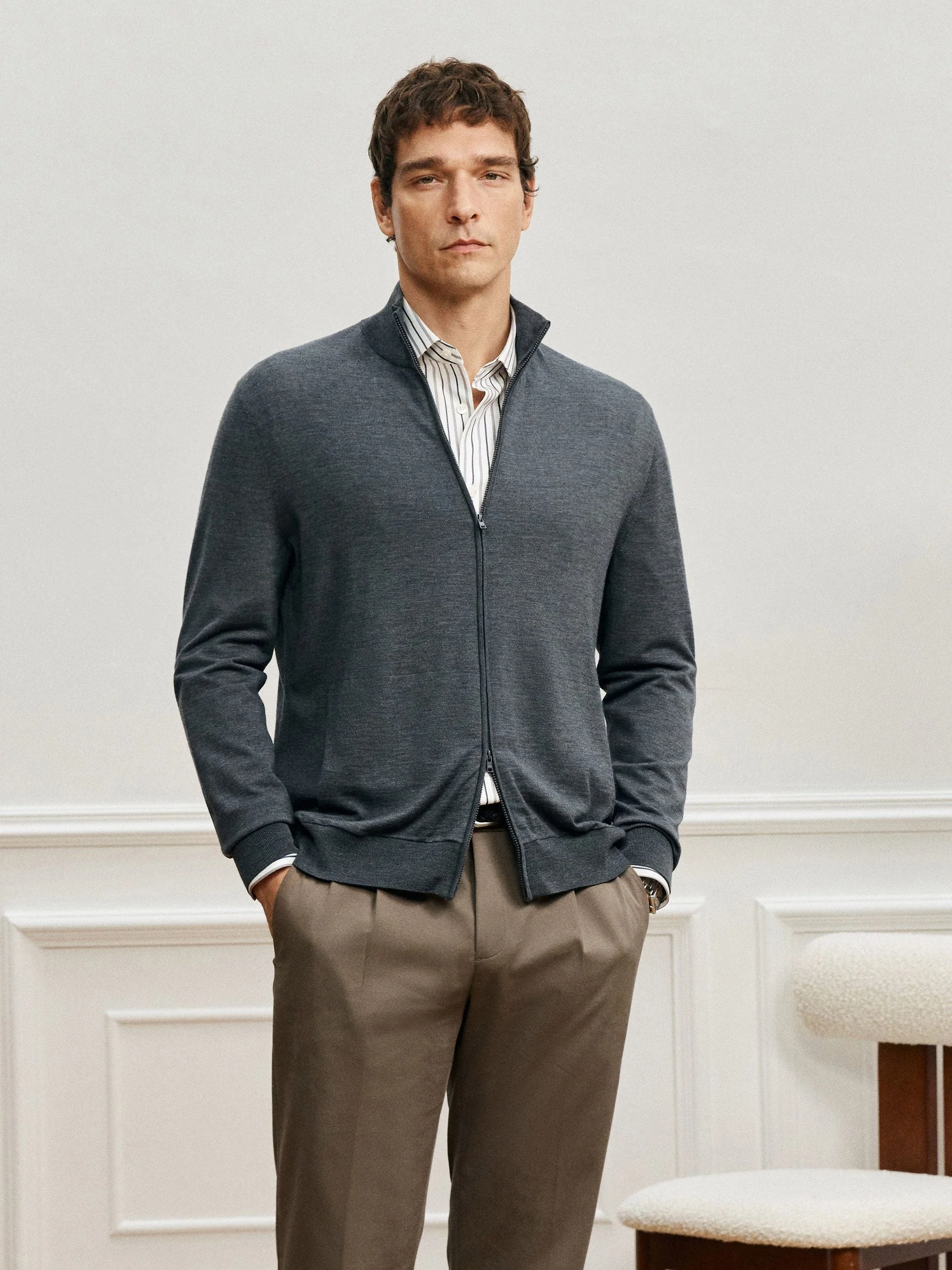 Merino Zip-Up Cardigan - Image 2