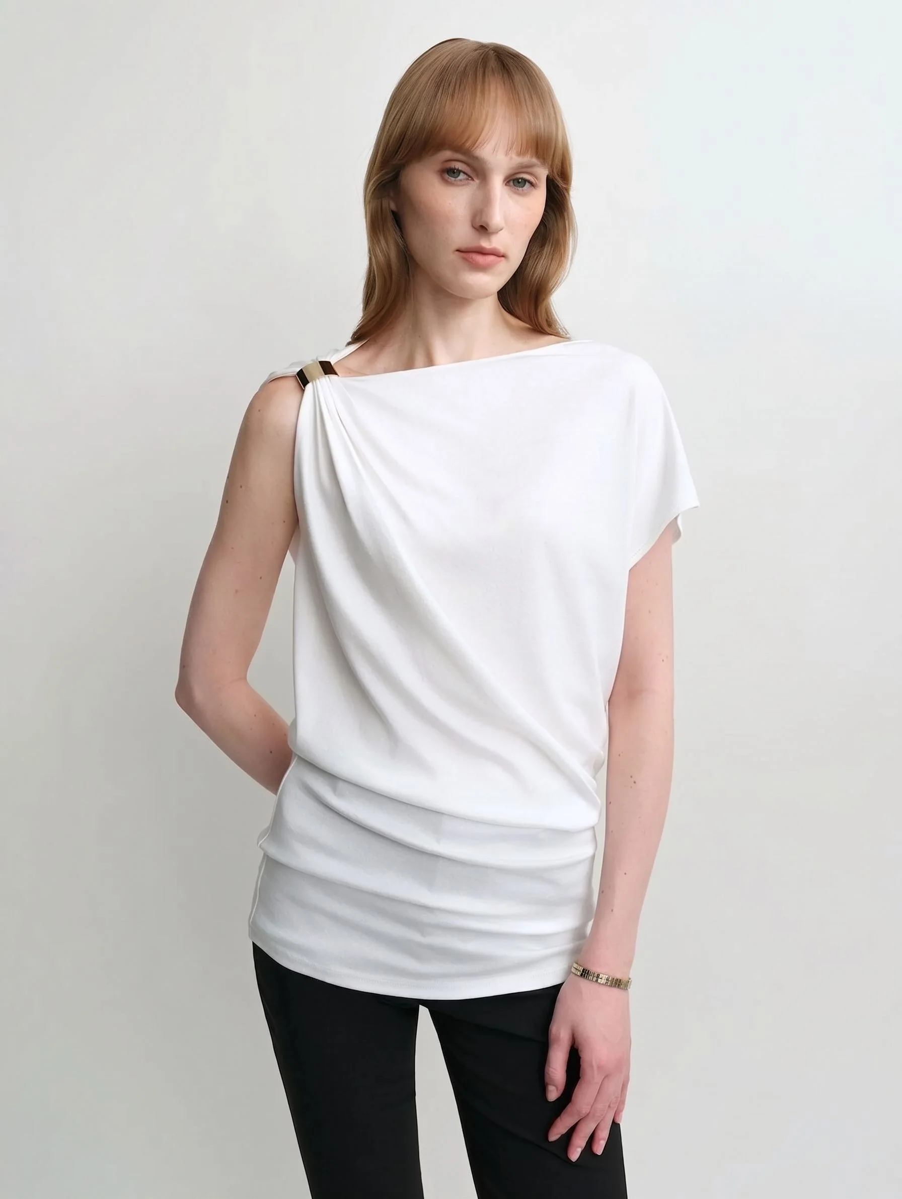 Metal-Clasp Drape Top - Image 6